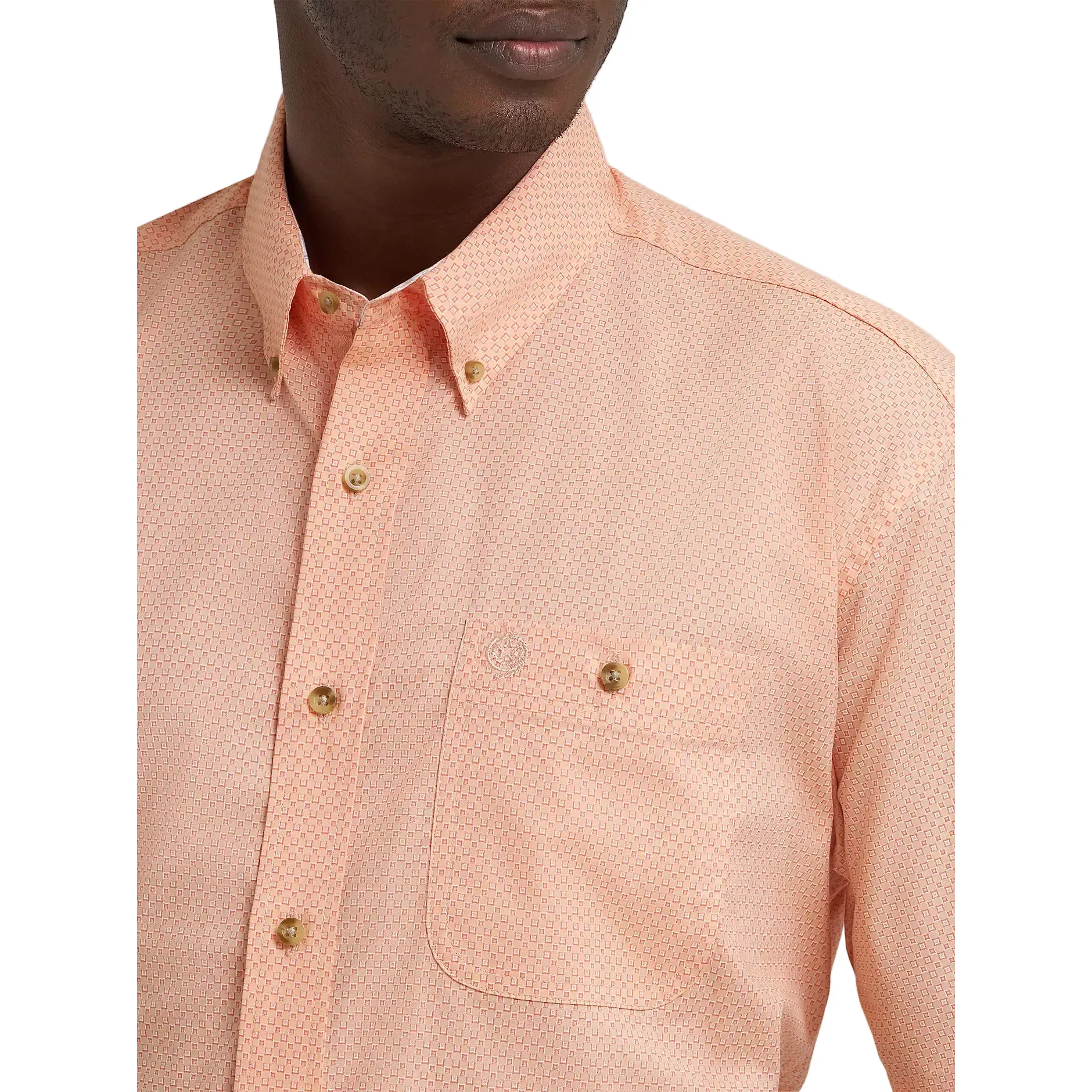 Men's Wrangler George Strait Peach Short Sleeve Button Down Shirt 112374611 - Image 4