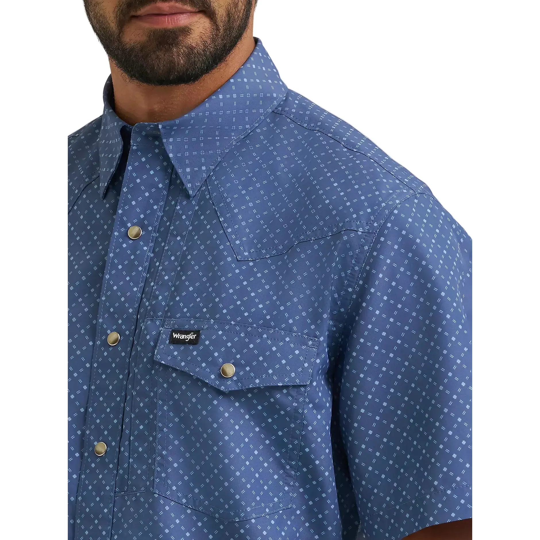 Men's Wrangler Indigo All Terrain Performance Print Shirt 112382437 - Image 3