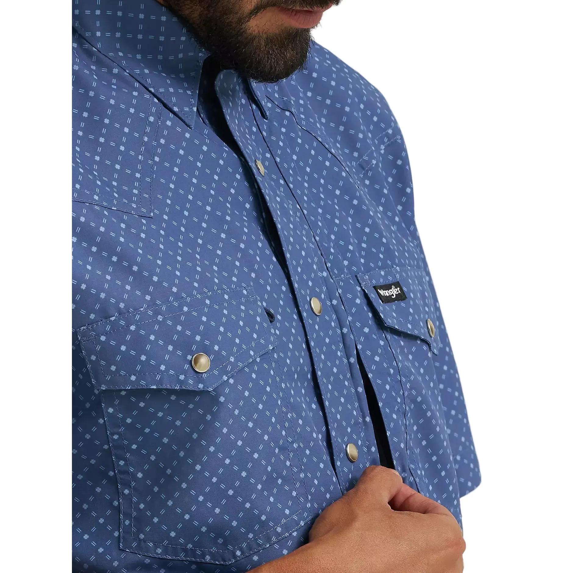 Men's Wrangler Indigo All Terrain Performance Print Shirt 112382437 - Image 4