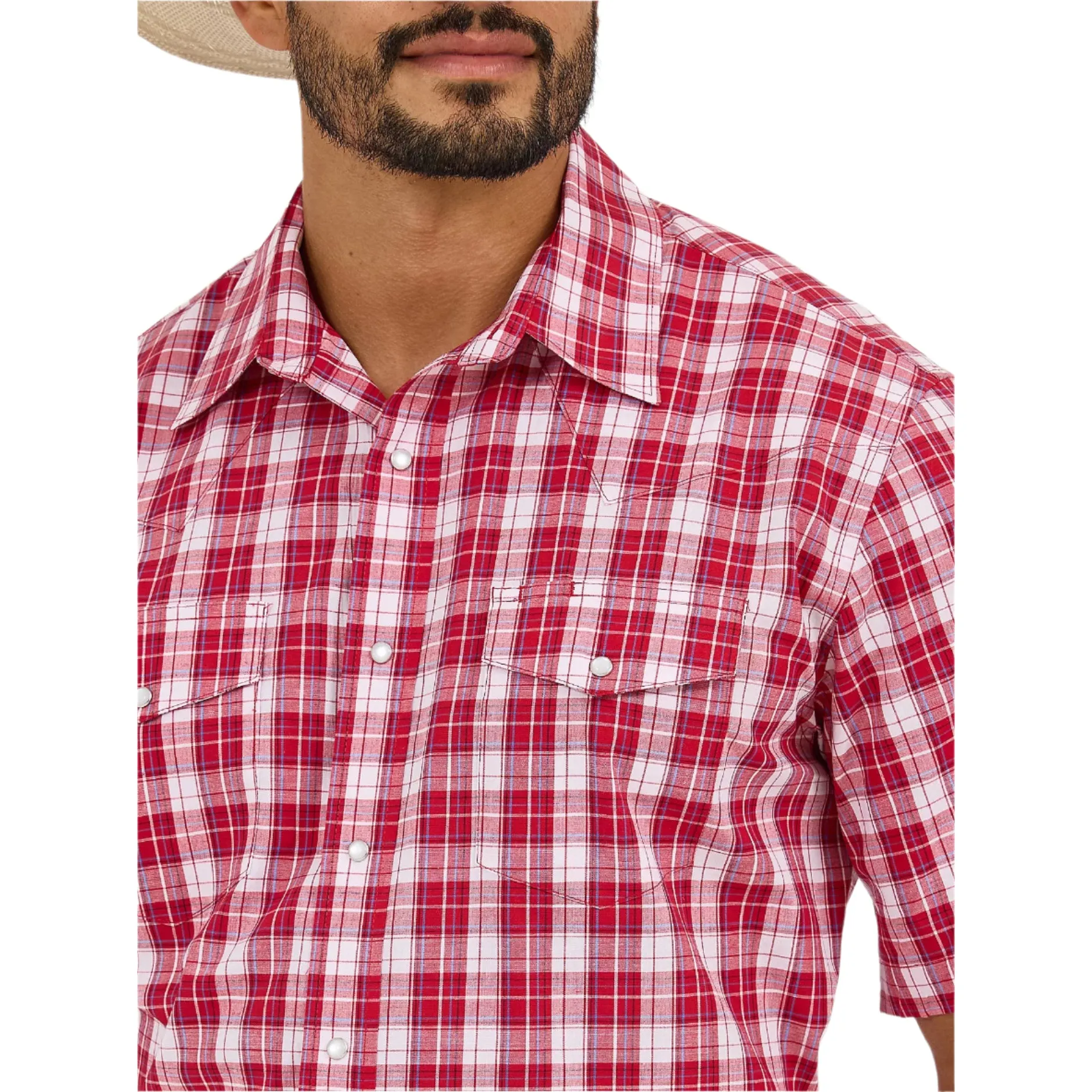 Men's Wrangler Resist Short Sleeve Western Snap Plaid Shirt 112365854 - Image 3