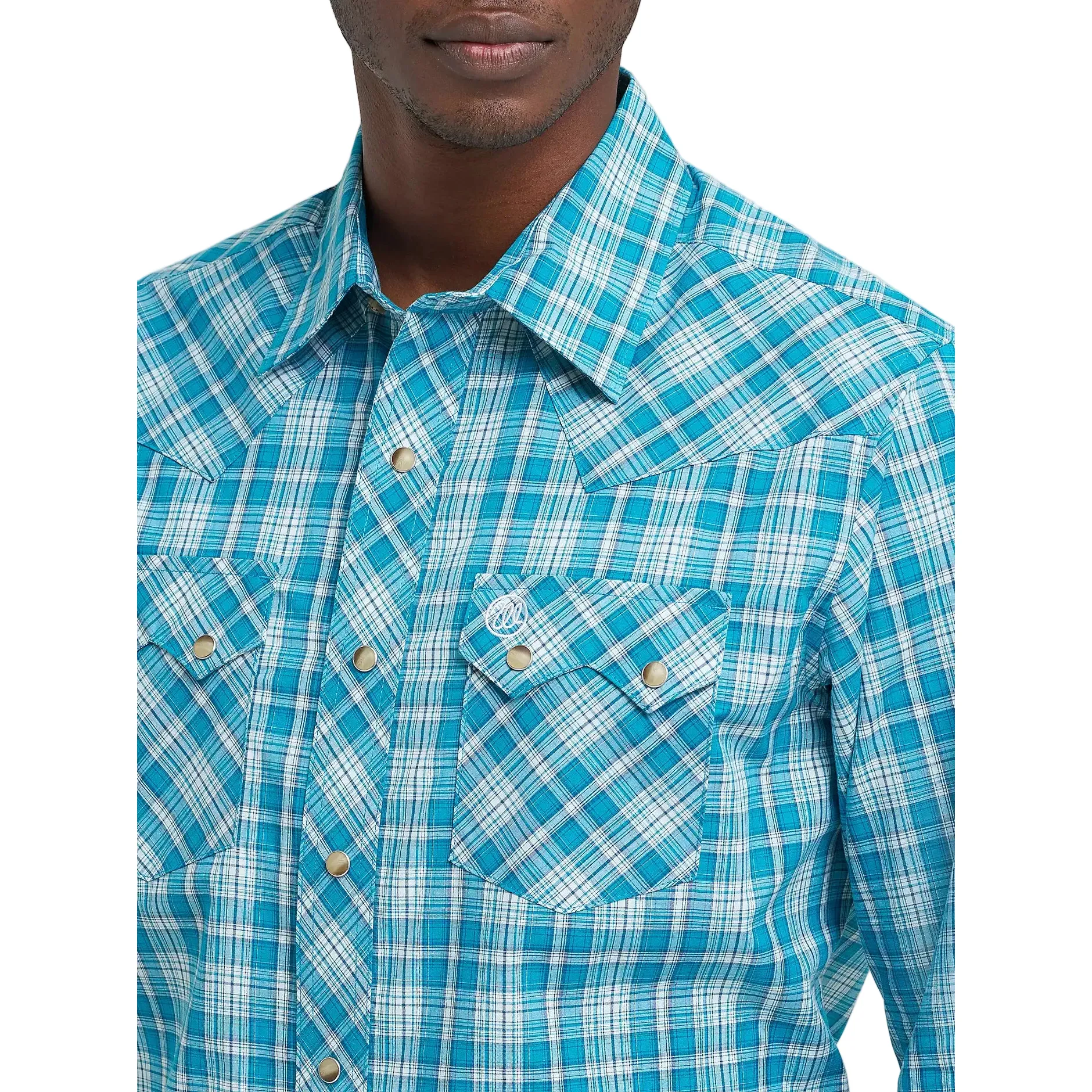 Men's Wrangler Retro® Deep Sea Long Sleeve Sawtooth Snap Pocket Western Shirt 112374744 - Image 4