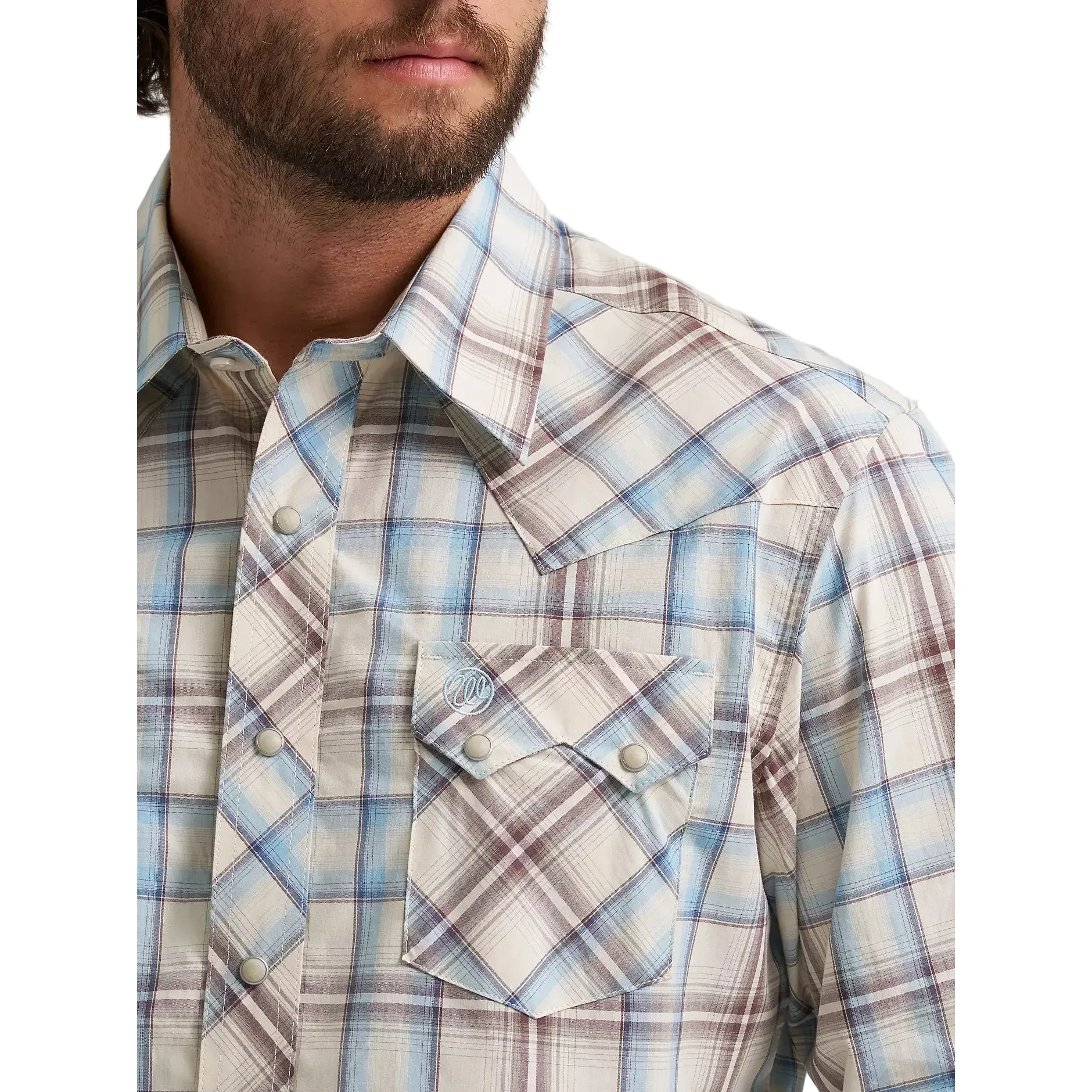 Men's Wrangler Retro® Historic Tan Long Sleeve Sawtooth Snap Pocket Western Shirt 112374742 - Image 4