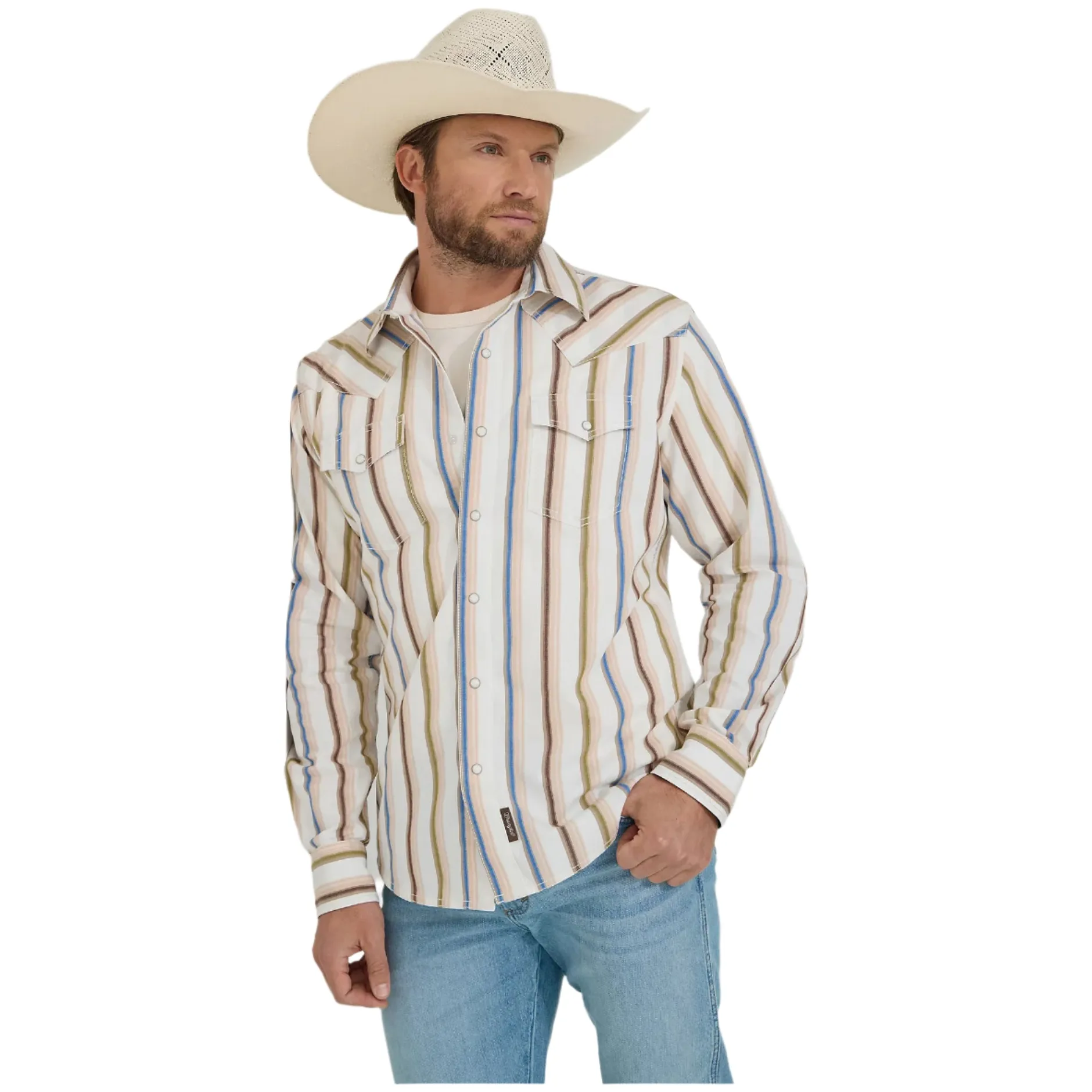 Men's Wrangler Retro® Premium Brushpopper Stripe Western Snap Shirt 112365630