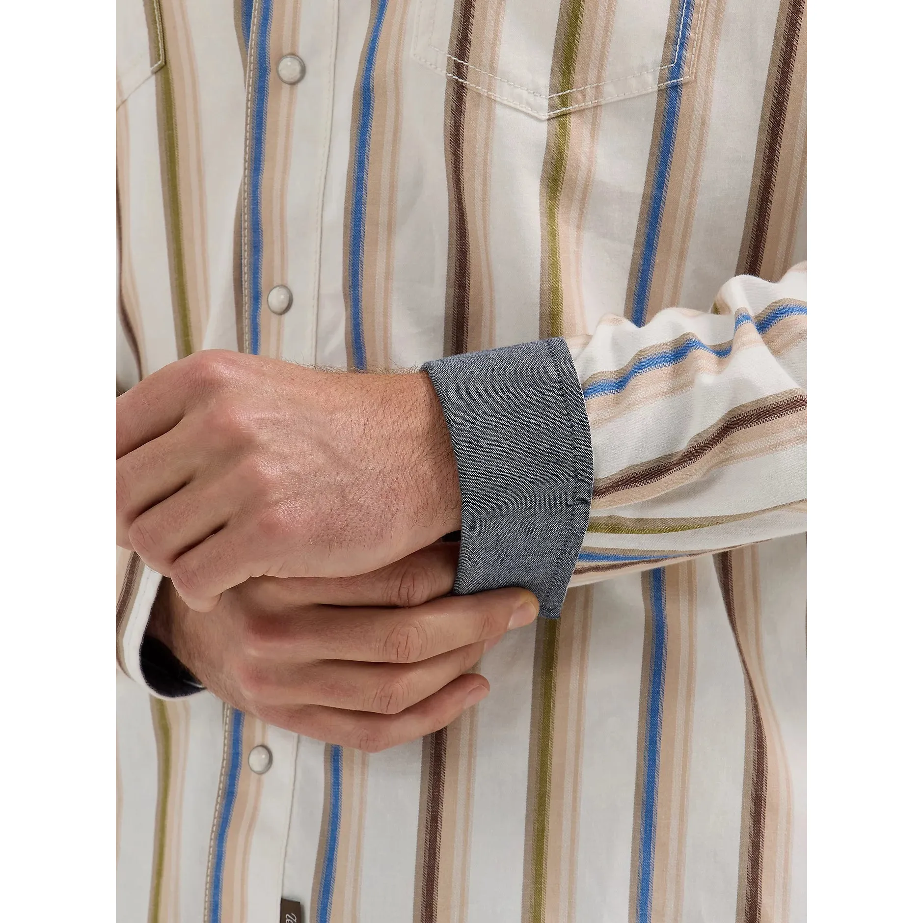 Men's Wrangler Retro® Premium Brushpopper Stripe Western Snap Shirt 112365630 - Image 3