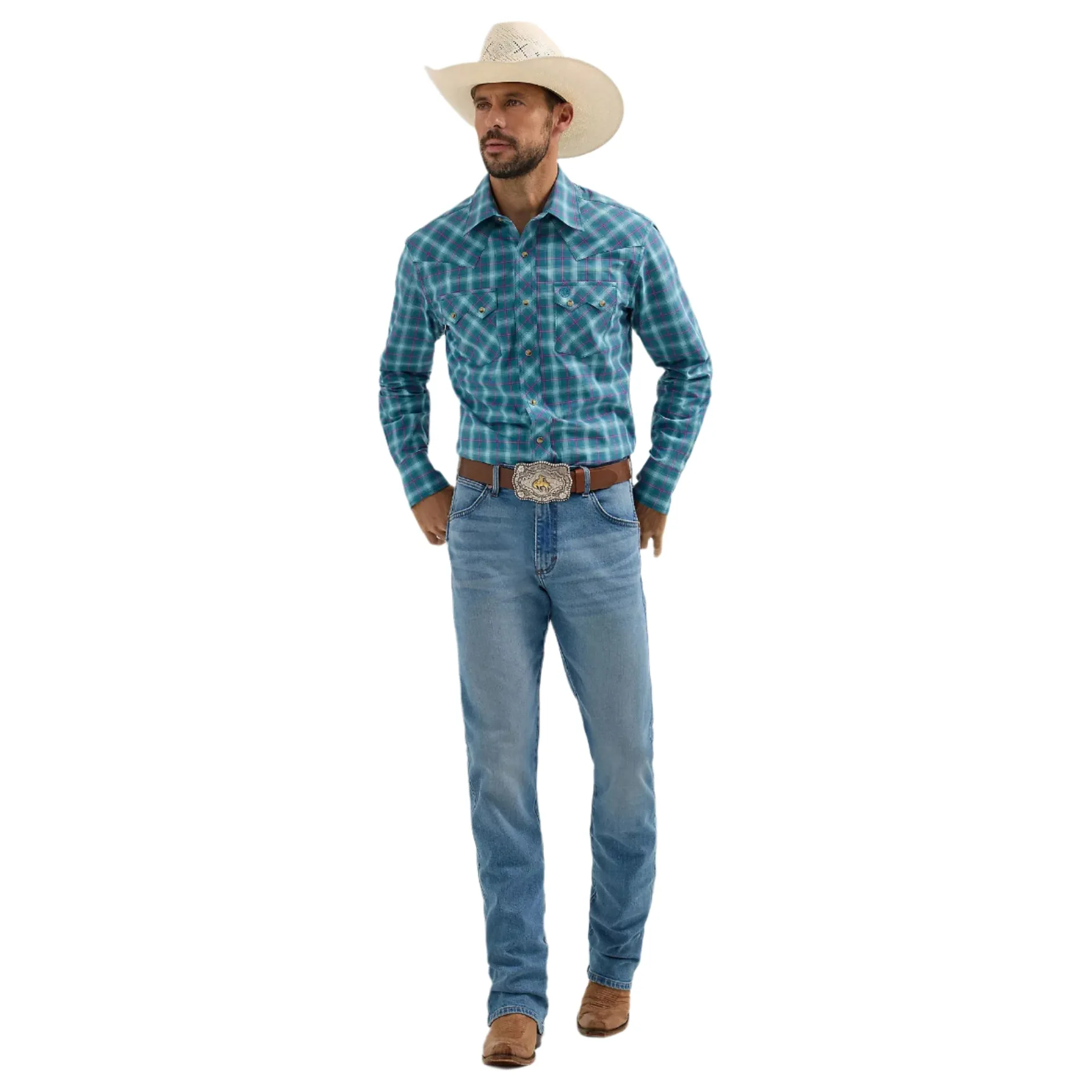 Men's Wrangler Retro Long Sleeve Sawtooth Snap Pocket Western Shirt 112365833 - Image 4