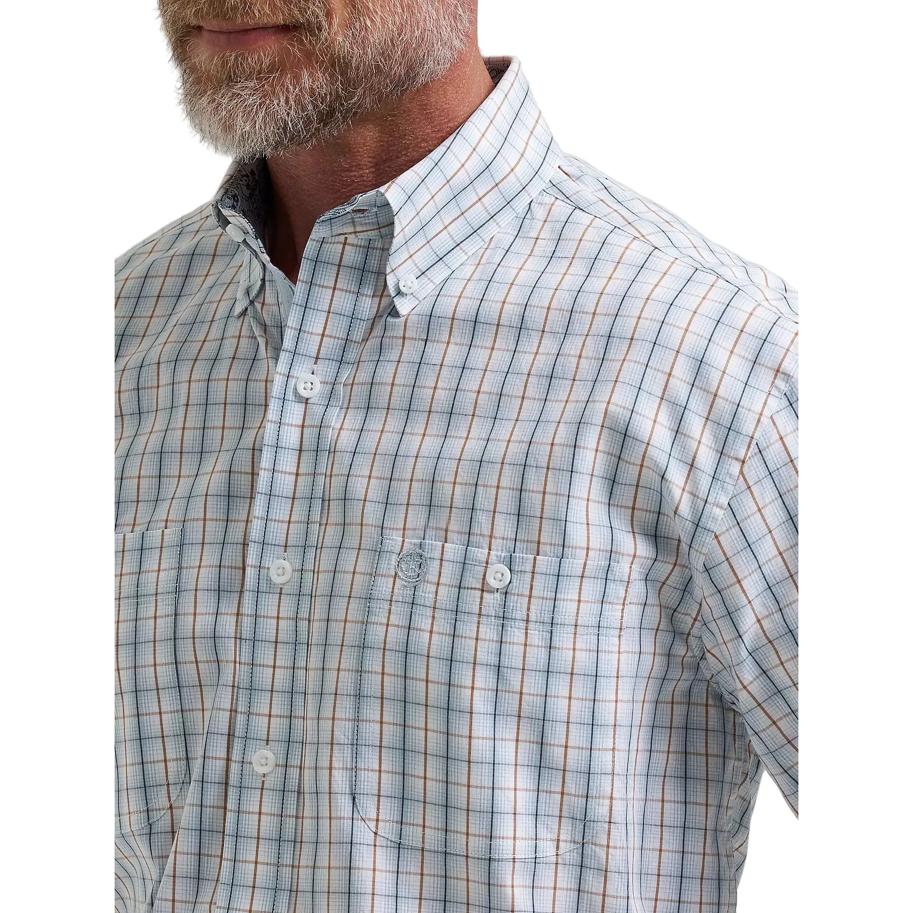 Men's Wrangler Stelly Blue Check George Strait Long Sleeve Button Down Shirt 112381958 - Image 3
