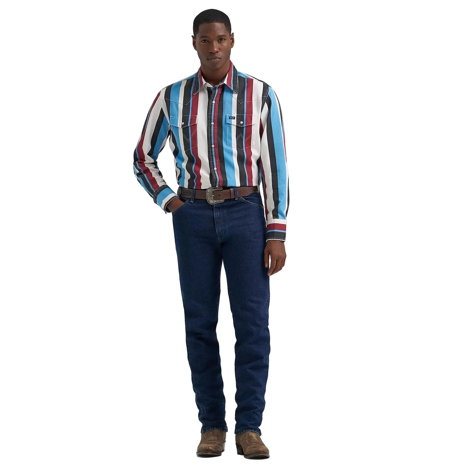 Men's Wrangler Vintage-Inspired Brushpopper Western Snap Work Shirt 112374804 - Image 2
