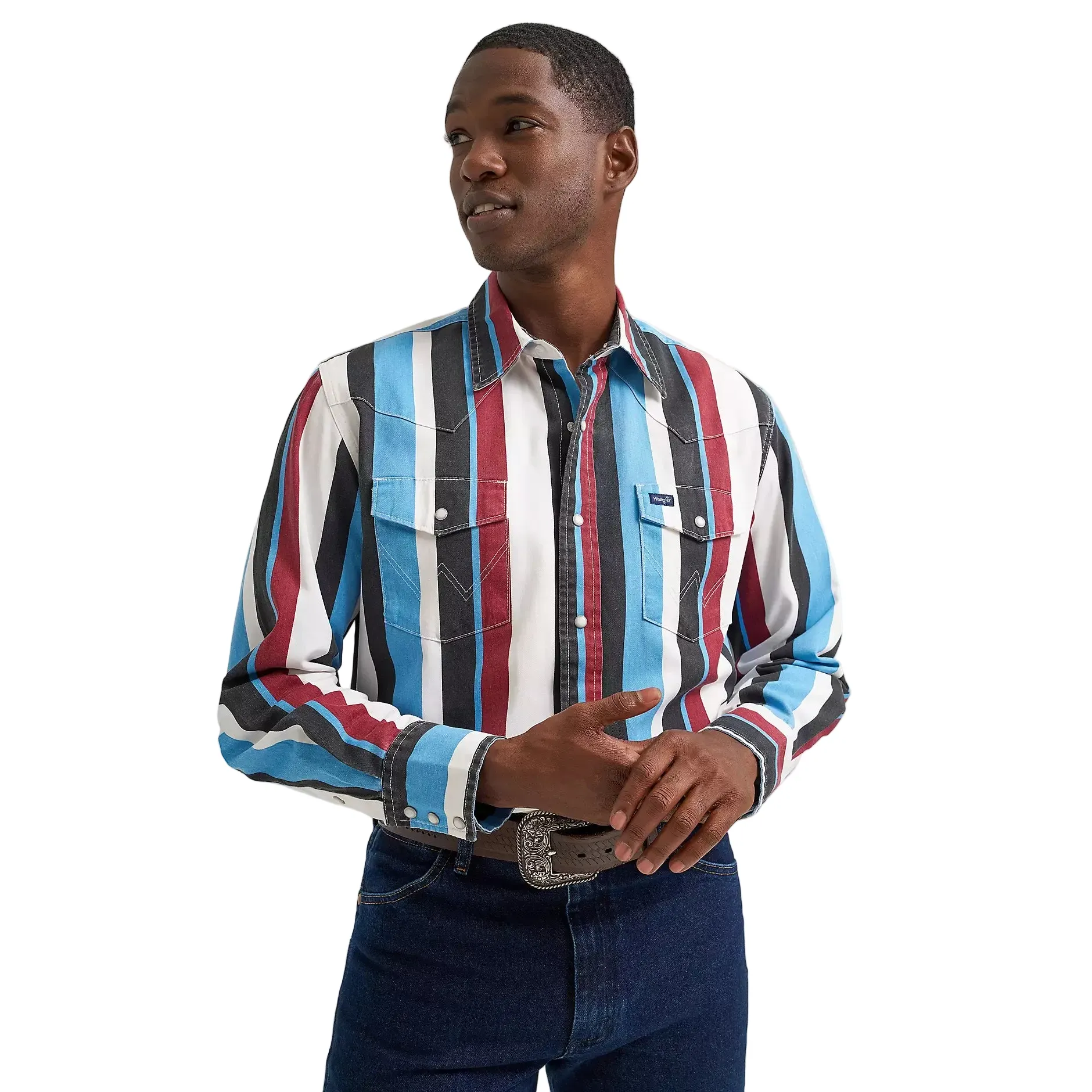Men's Wrangler Vintage-Inspired Brushpopper Western Snap Work Shirt 112374804 - Image 3