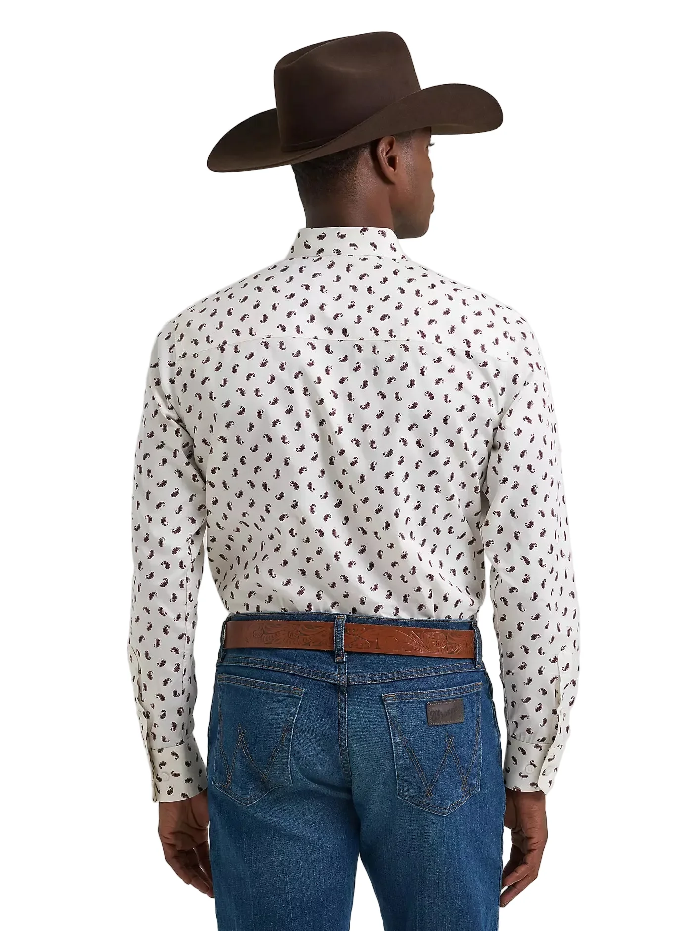 Men's Wrangler Wine Paisley Cody Johnson One Pocket Button Down Shirt 112381555 - Image 2