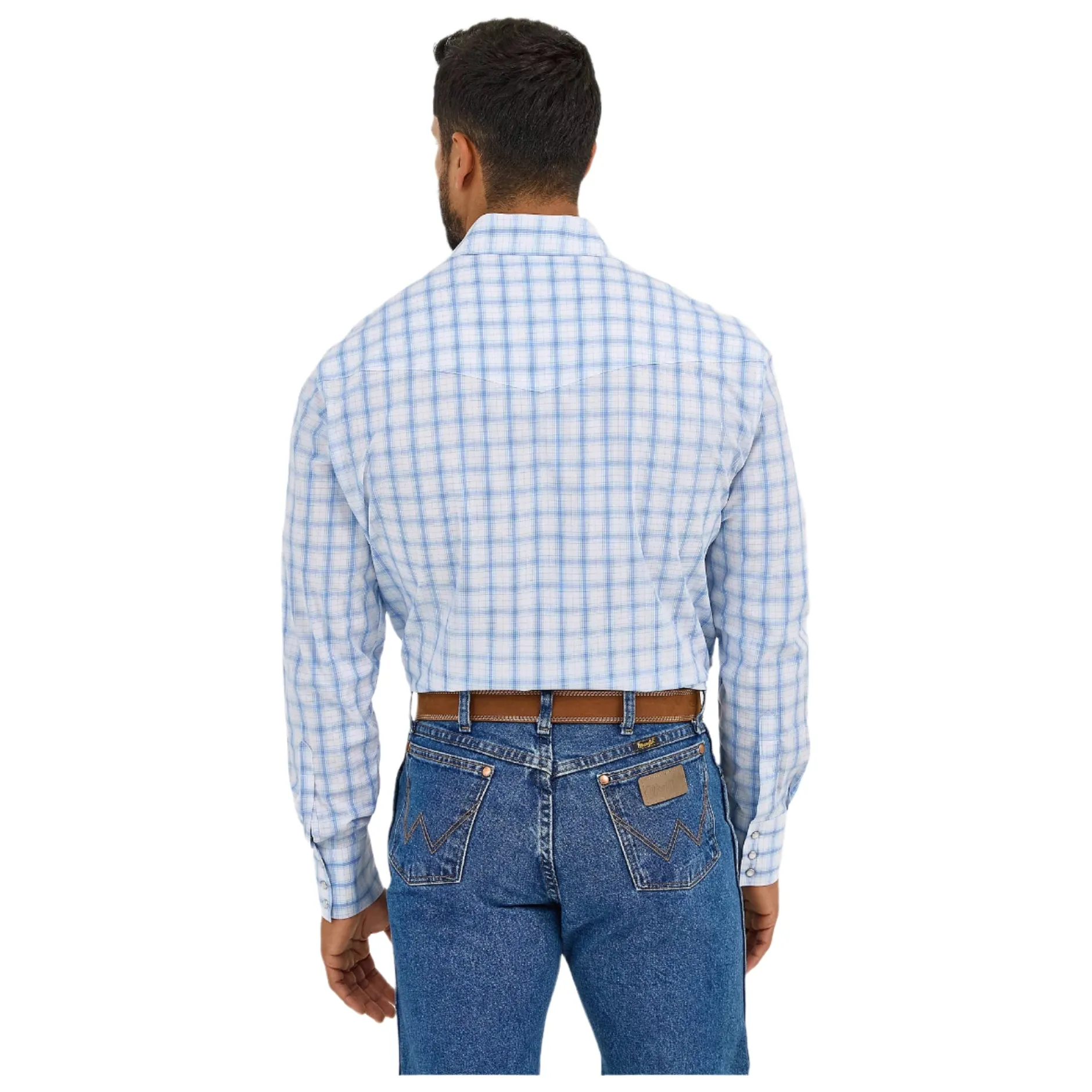 Men's Wrangler Wrinkle Resist Long Sleeve Western Snap Plaid Shirt 112365849 - Image 3