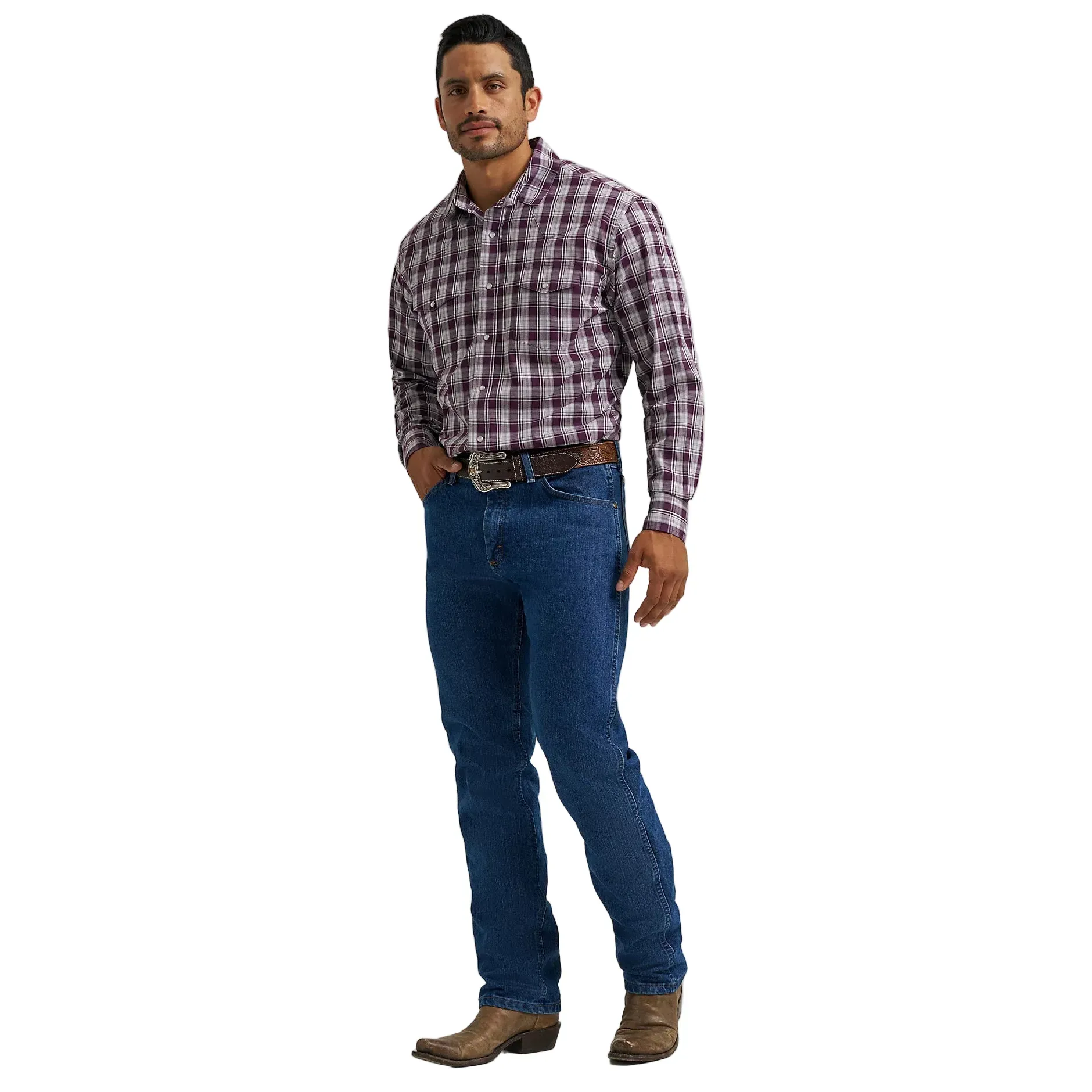 Men's Wrangler Wrinkle Resist Long Sleeve Western Snap Plaid Shirt 112367709 - Image 2