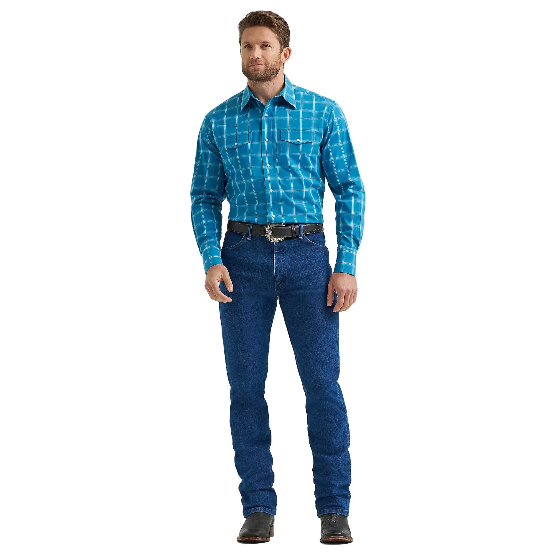 Men's Wrangler Wrinkle Resist Long Sleeve Western Snap Plaid Shirt  112369370 - Image 2