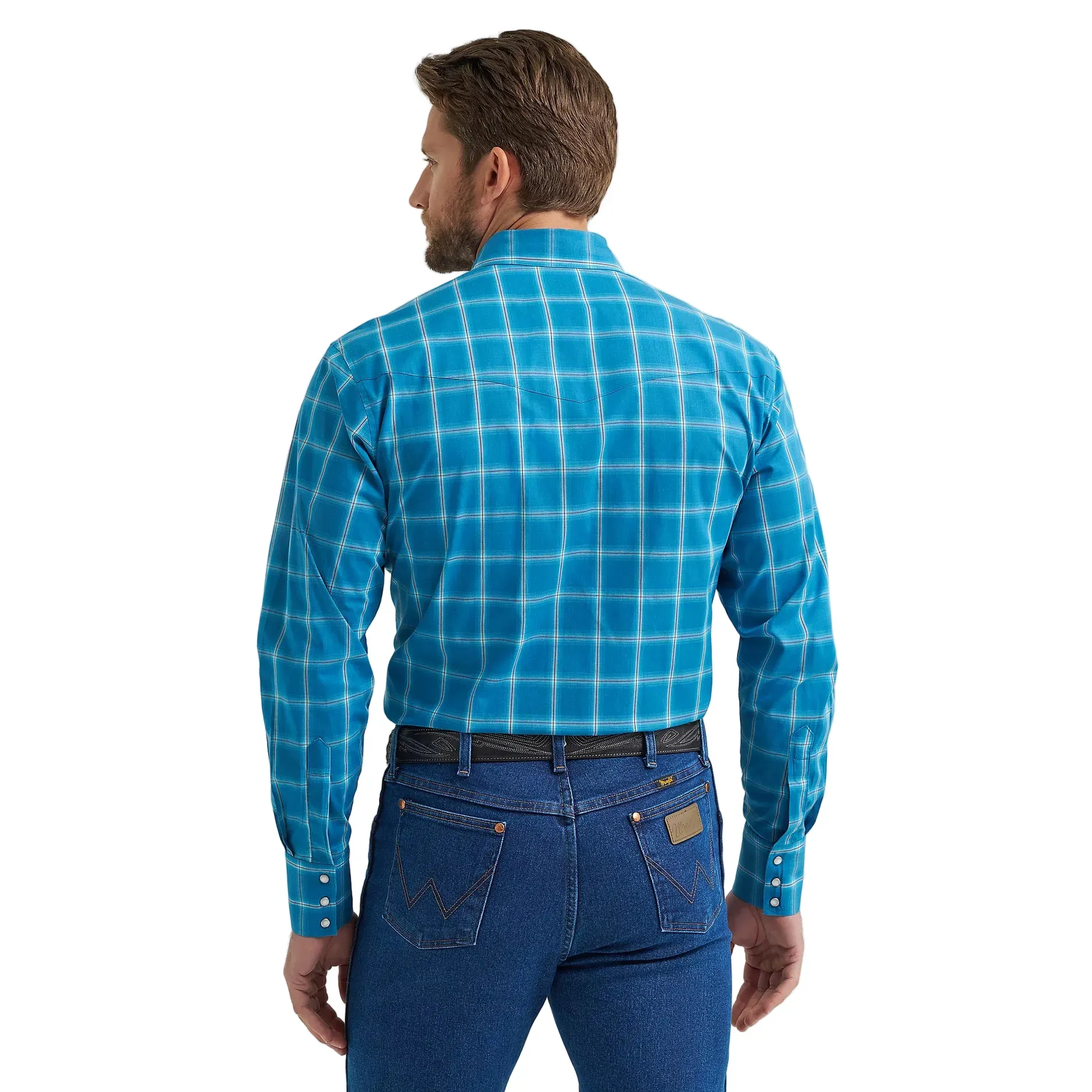 Men's Wrangler Wrinkle Resist Long Sleeve Western Snap Plaid Shirt  112369370 - Image 3