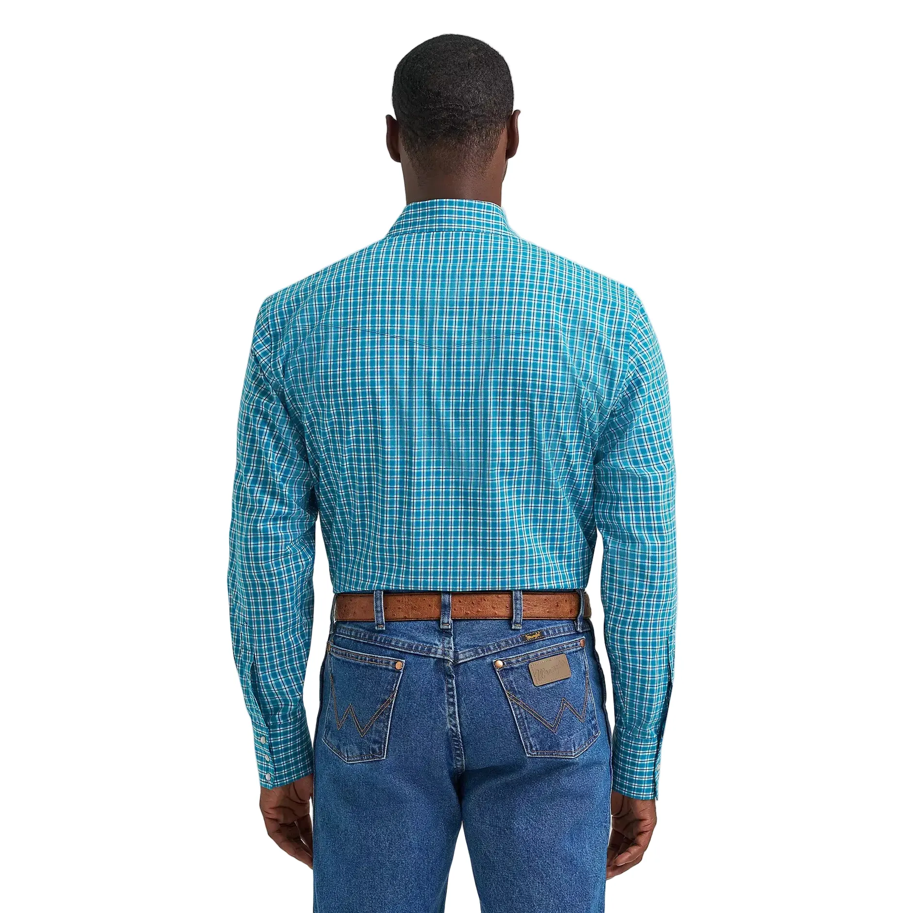 Men's Wrangler Wrinkle Resist Long Sleeve Western Snap Plaid Shirt 112374891 - Image 3