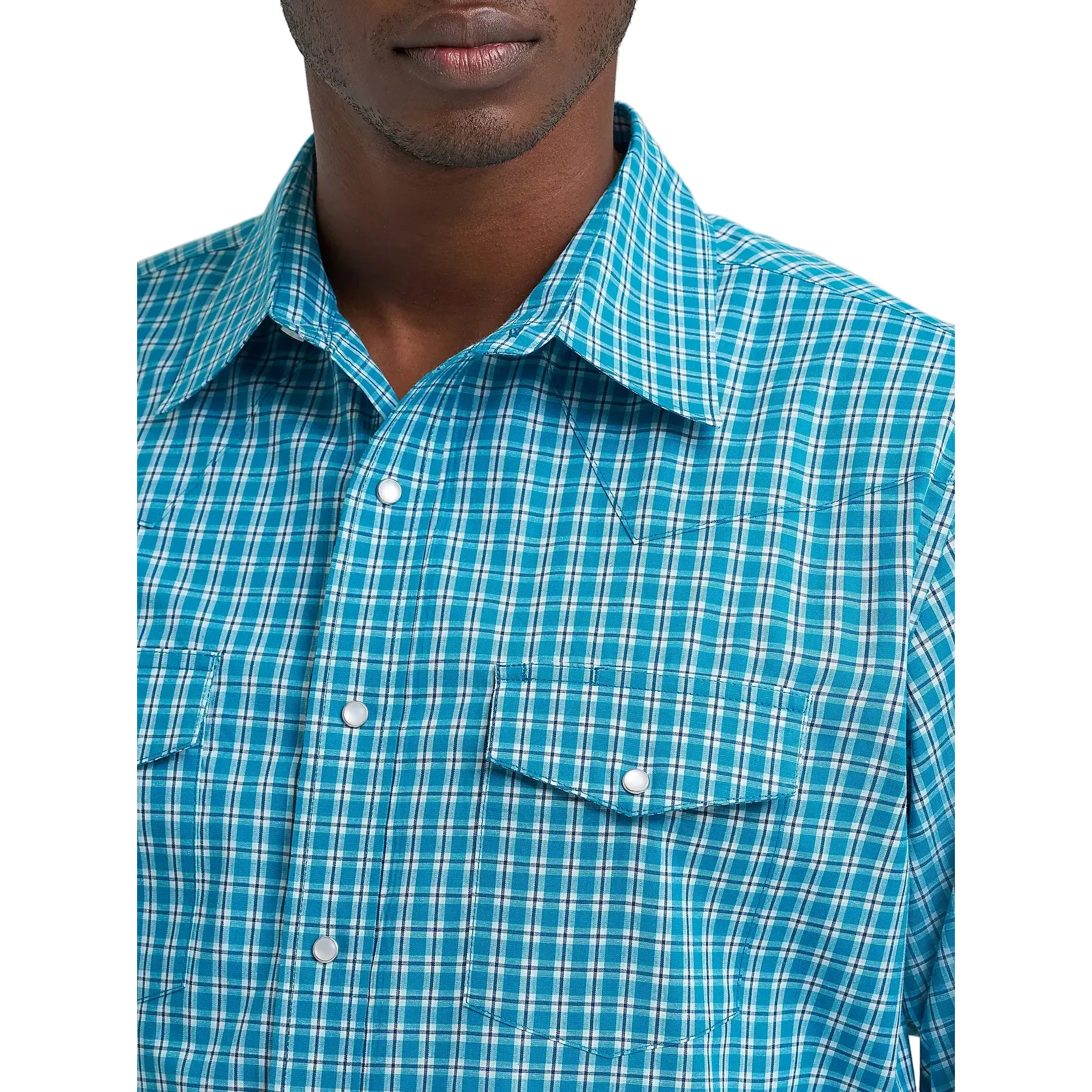 Men's Wrangler Wrinkle Resist Long Sleeve Western Snap Plaid Shirt 112374891 - Image 4