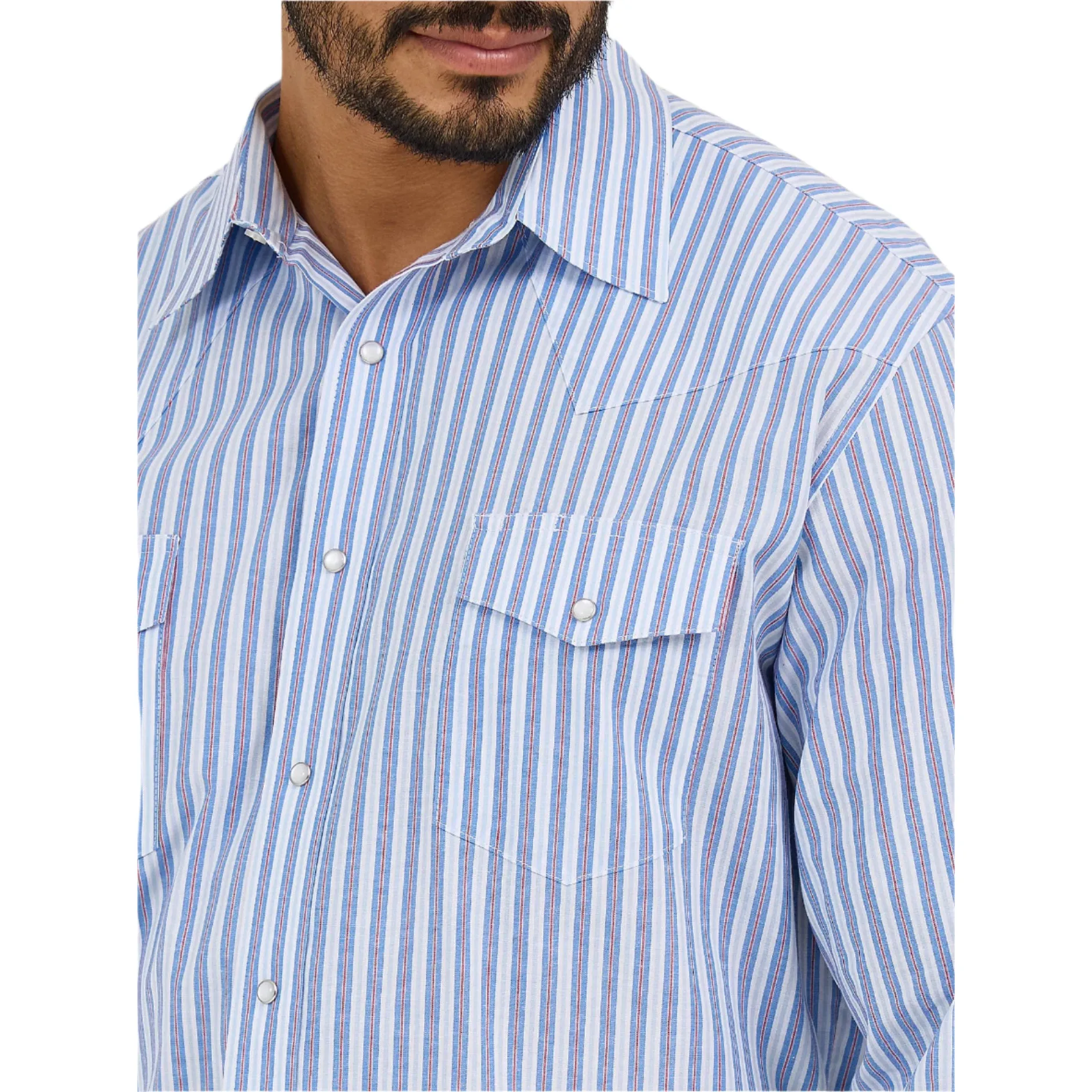 Men's Wrangler Wrinkle Resist Long Sleeve Western Snap Stripe Shirt 112365848 - Image 2