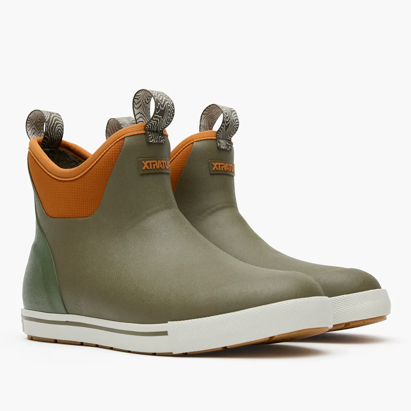 Men's XTRATUF Camp Fleece Lined Dark Olive/Spice 6 Inch Ankle Deck Boot XMADBC30