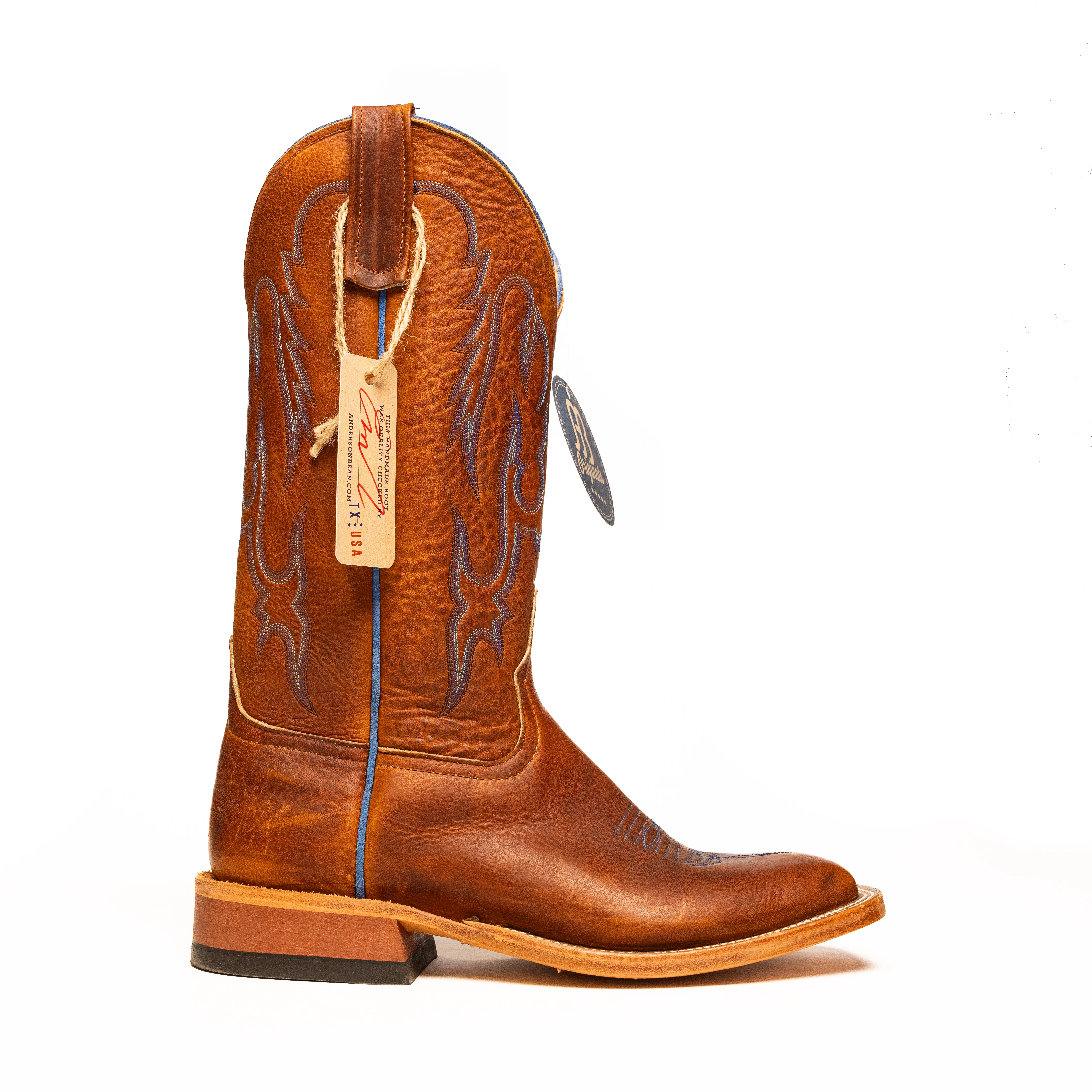 Anderson Bean Brown Ochre Worn Saddle Square Toe Boots - Image 3