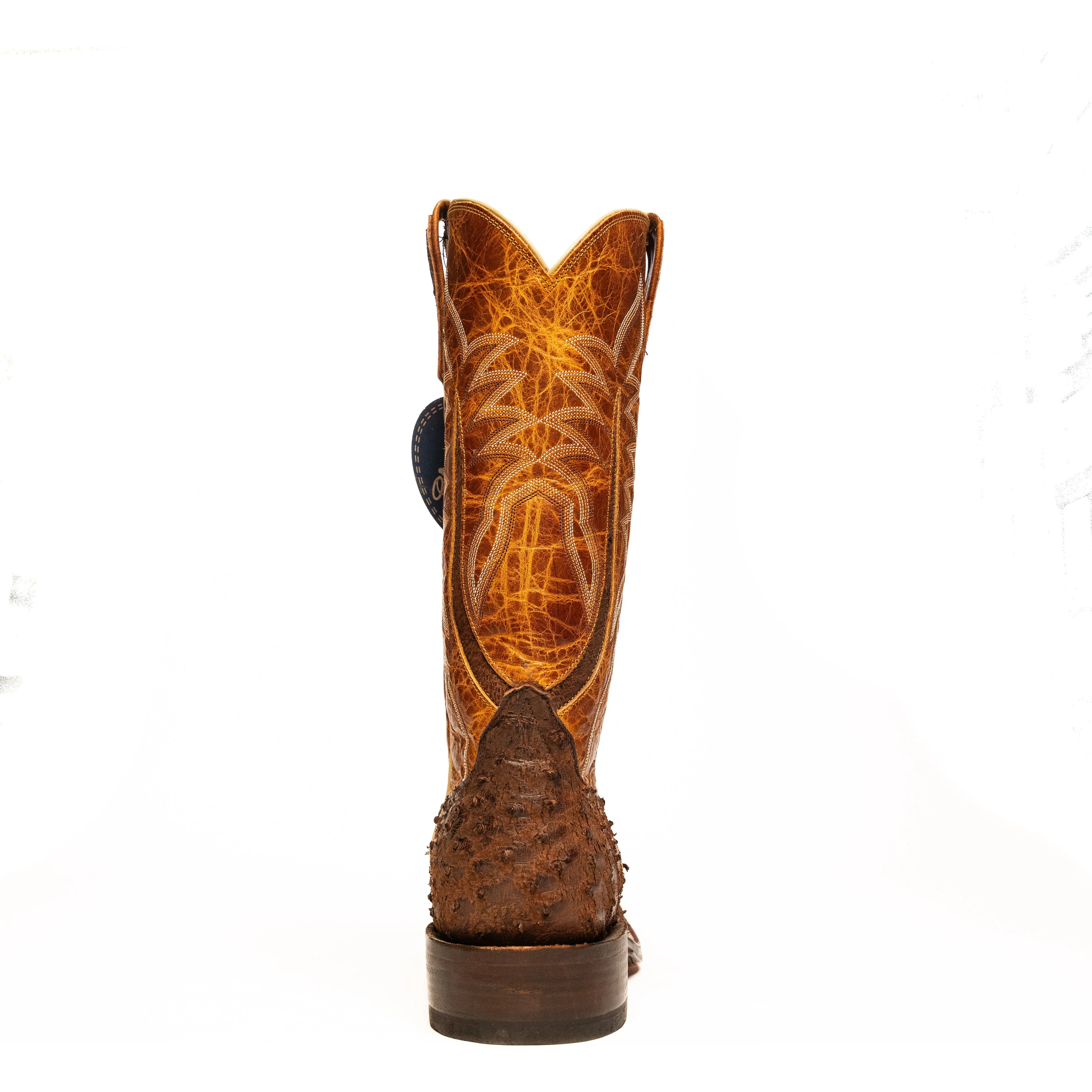 Rios of Mercedes Cigar Suede Full Quill Ostrich Square Toe Boots - Image 4