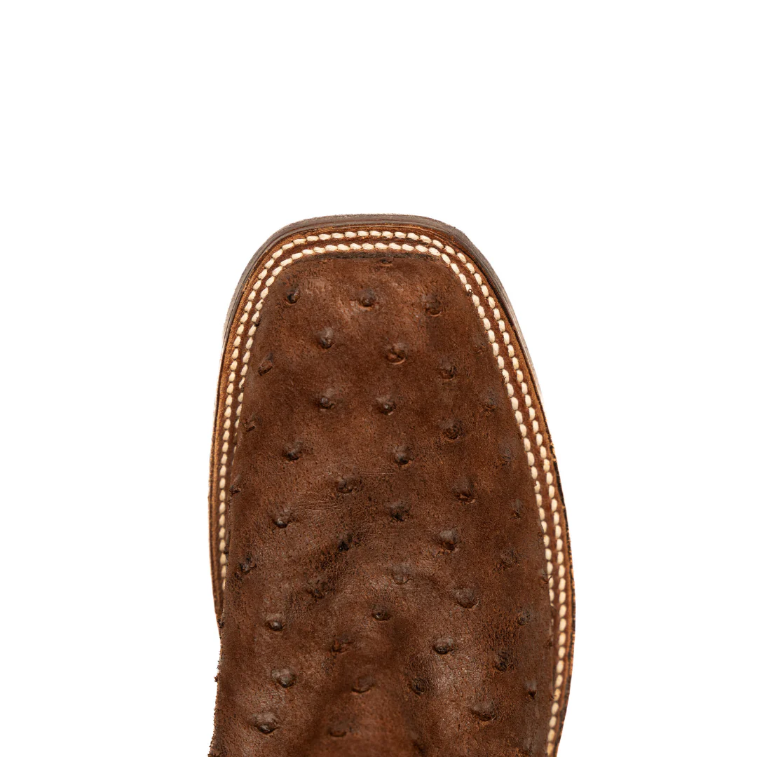 Rios of Mercedes Cigar Suede Full Quill Ostrich Square Toe Boots - Image 5