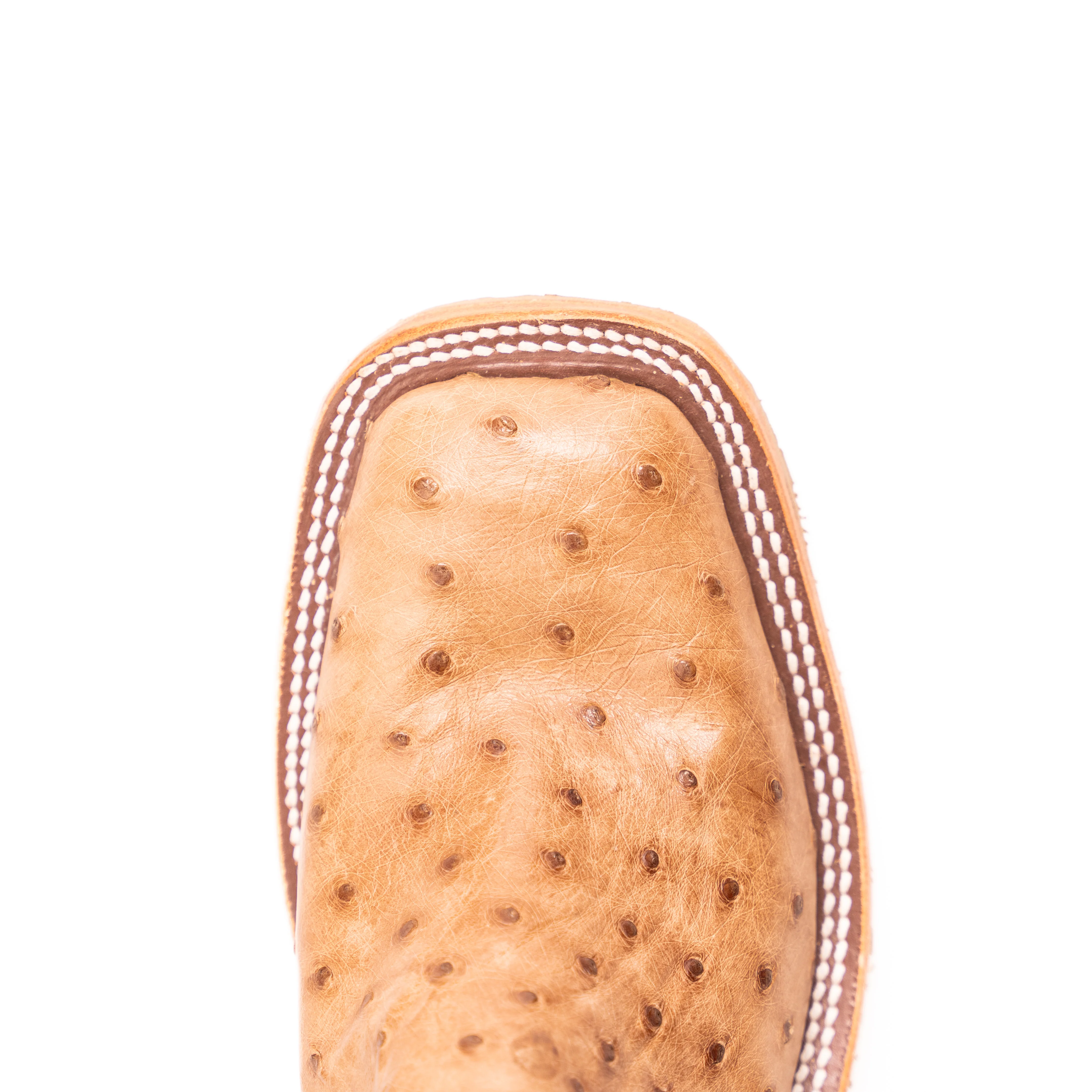 Anderson Bean Tan Full Quill Ostrich Square Toe Boots - Image 5