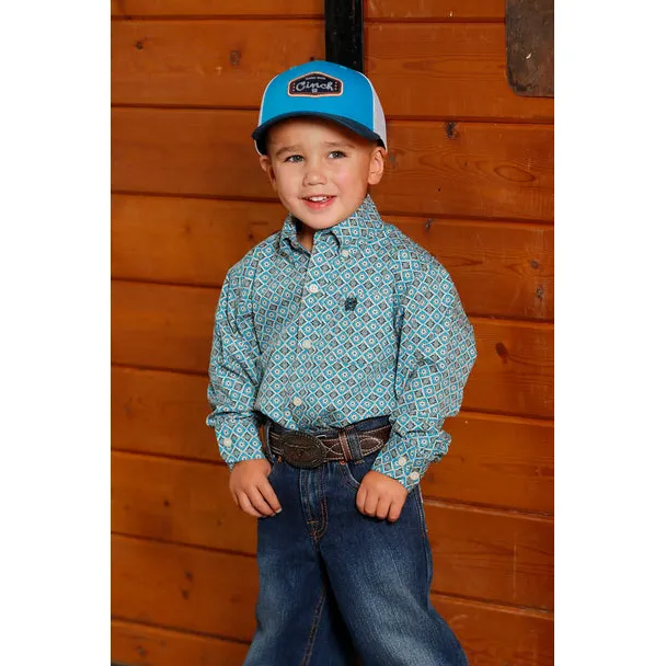 Toddler's Cinch Blue Geometric Print Shirt MTW7061386