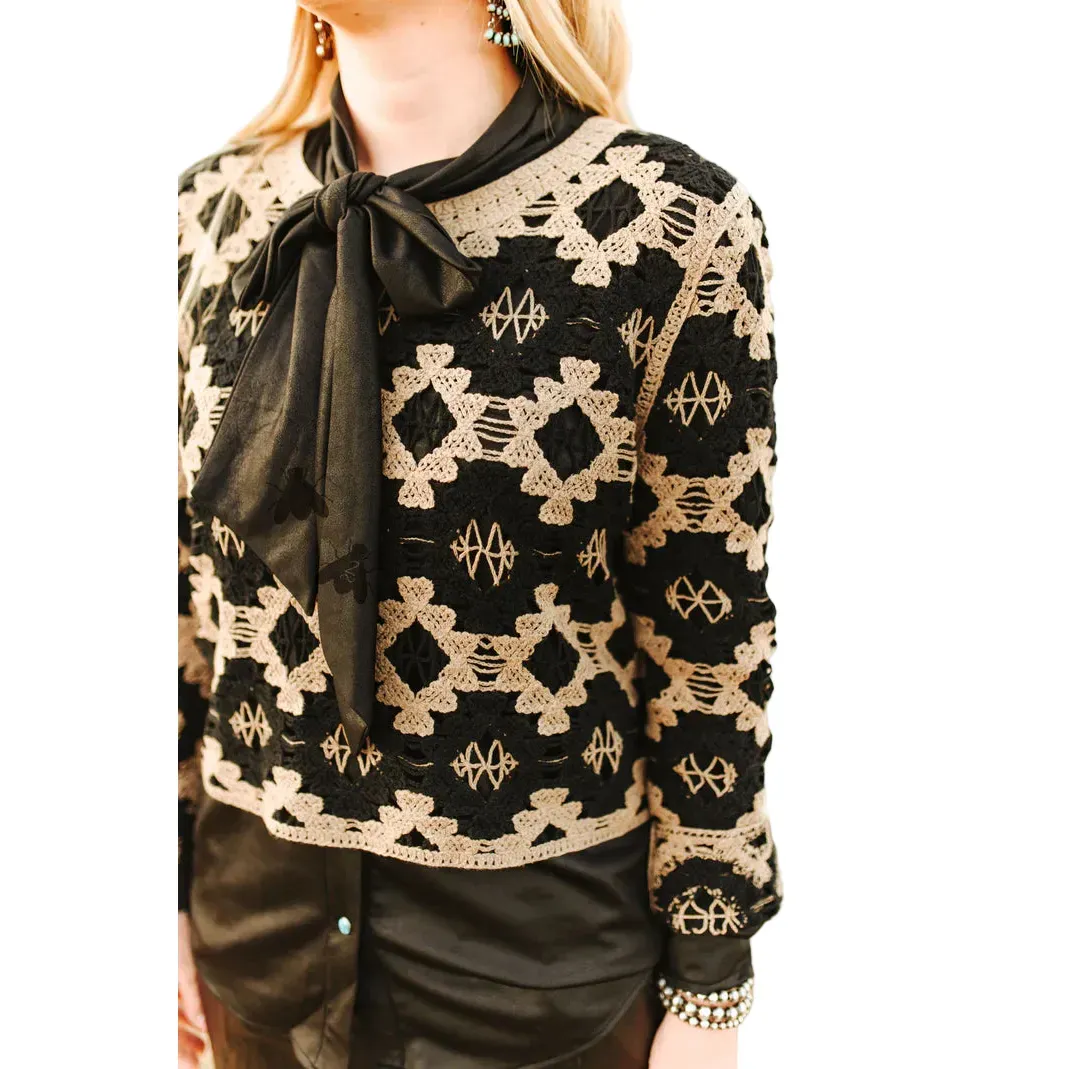 Women's 2Fly Black and Brown Desert Stitch Sweater - Image 2