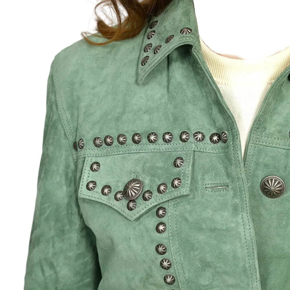 Women's American Darling Genuine Leather Olive Concho Jacket ADJKT041 - Image 2