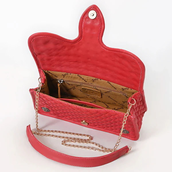 Women's American Darling Red Genuine Leather Quilted Concho Bag ADBGA871 - Image 4