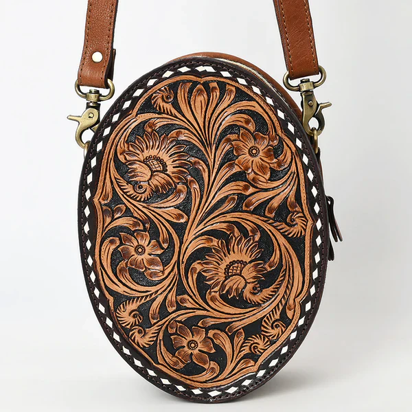 Women's American Darling Round Canteen Crossbody Genuine Leather Bag ADBGA598 - Image 2