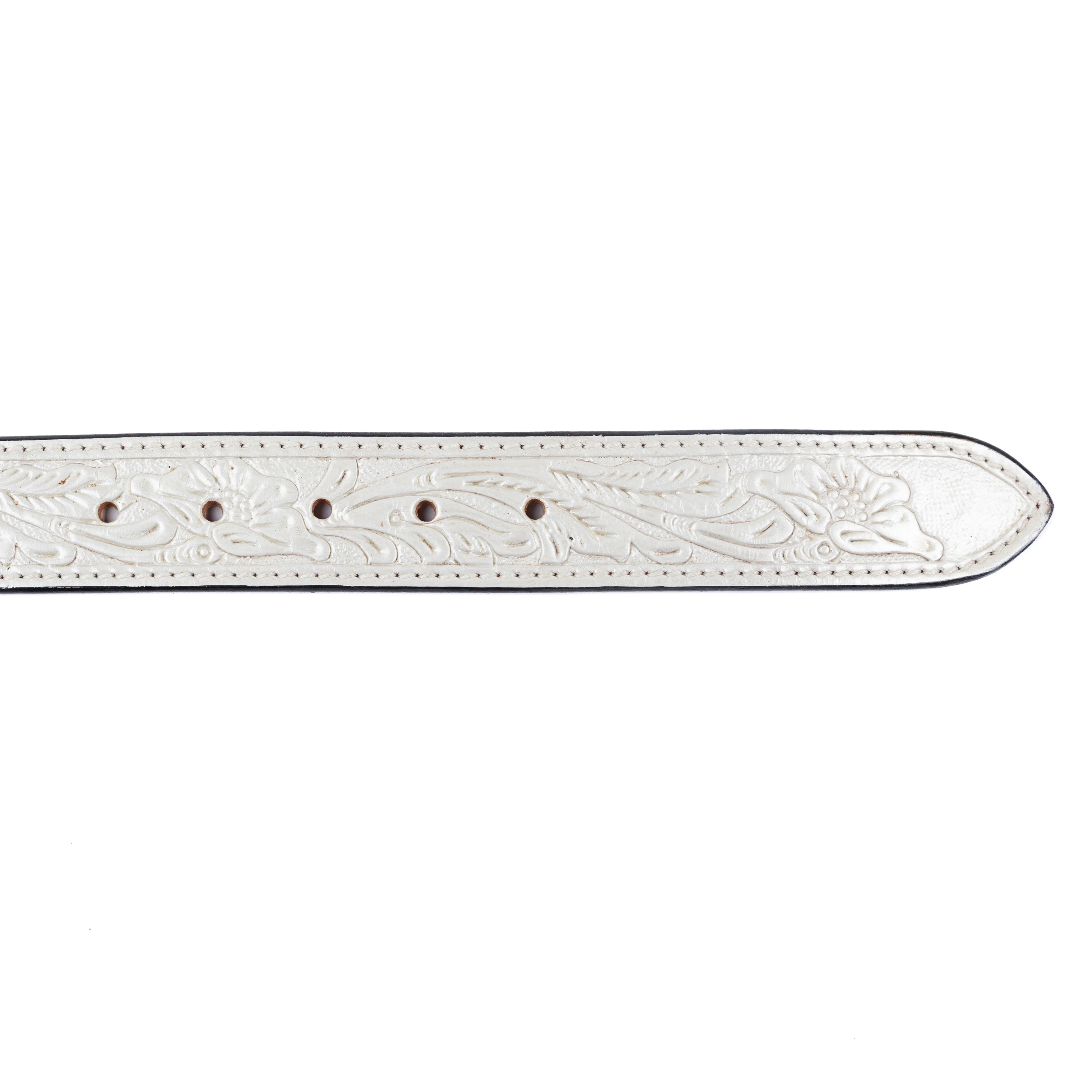 Women's American Darling White Tooled Leather Belt ADBLF217 - Image 3