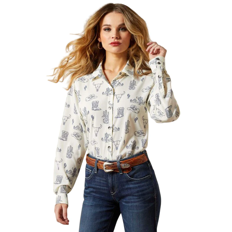 Women's Ariat Blue and White Homestyle Shirt 10065832