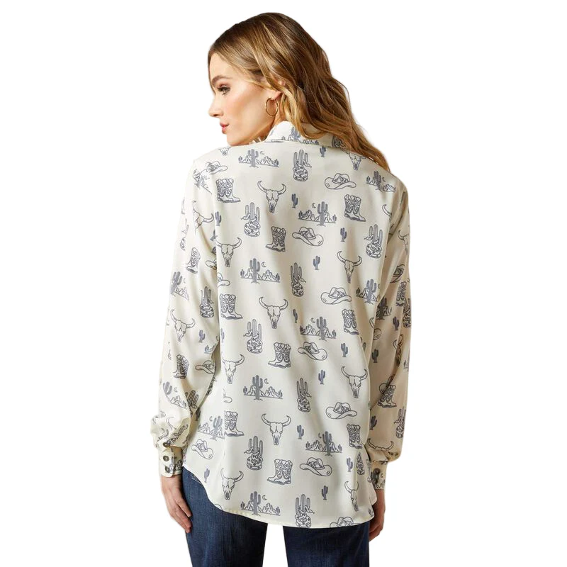 Women's Ariat Blue and White Homestyle Shirt 10065832 - Image 2