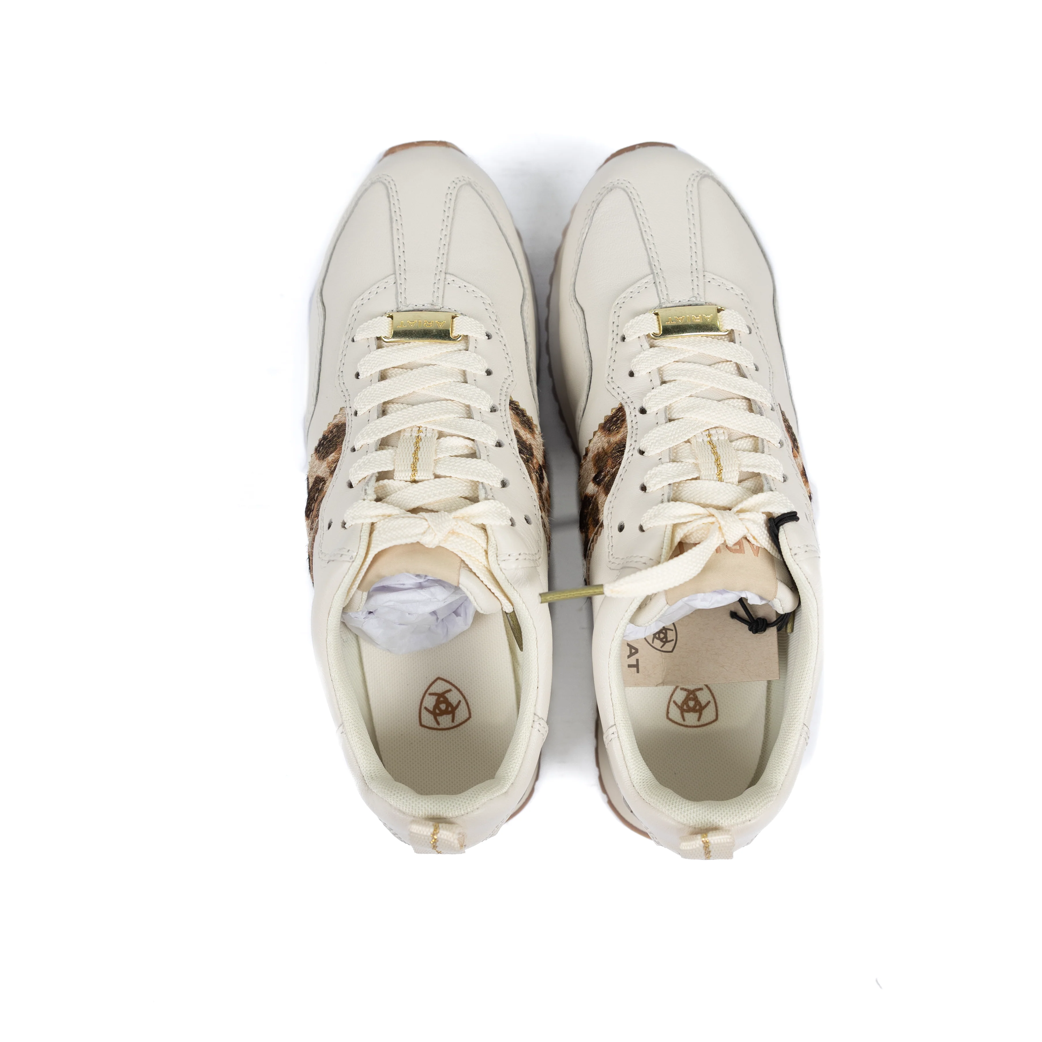 Women's Ariat Bright Cream Gilded Leopard Ranch Runner Trainer Shoes 10074338 - Image 4