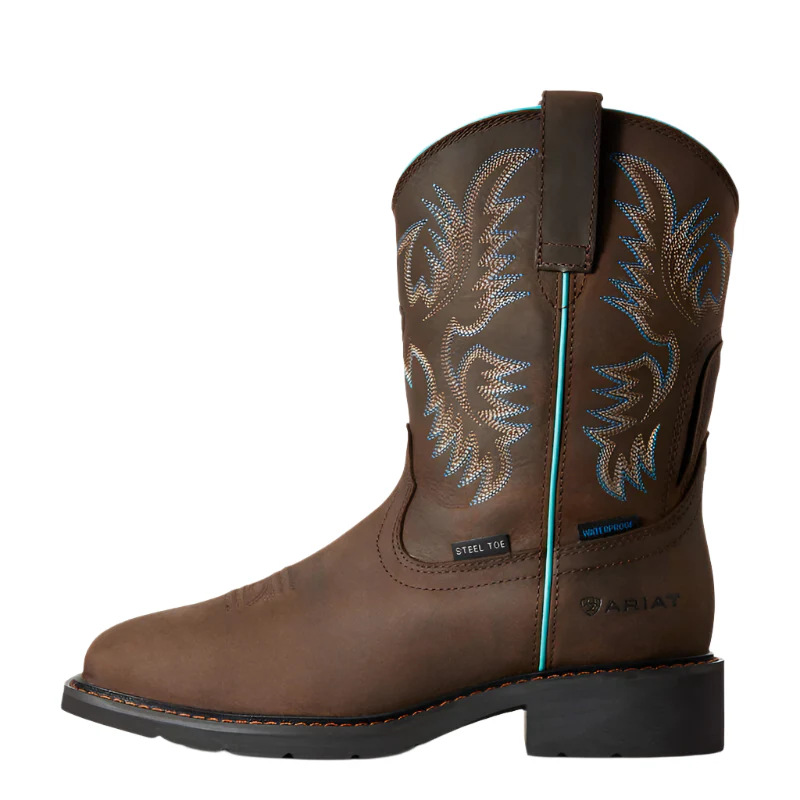 Women's Ariat Krista Waterproof Brown Square Steel Toe Work Boots 10029516 - Image 4