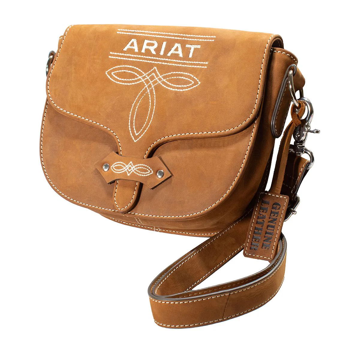 Women's Ariat Medium Brown Small Crossbody Purse with Boot Stitching A770020044 - Image 4