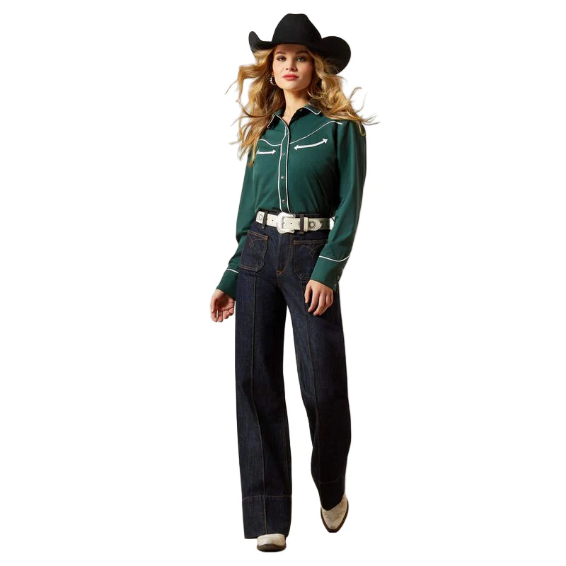 Women's Ariat Pine Grove Green Mirrorball Blouse 10065988 - Image 4