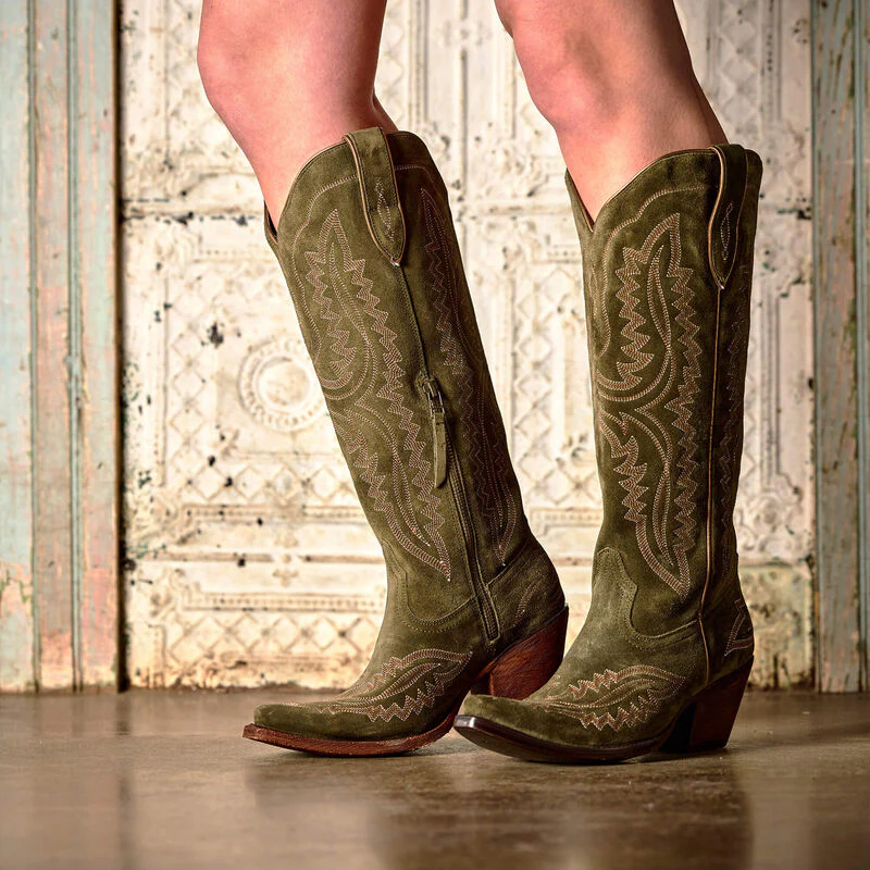 Women's Ariat Soft Olive Suede Casanova X Toe Boots 10074323 - Image 8