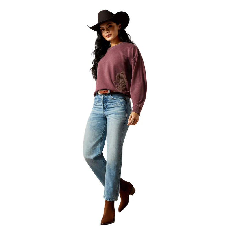 Women's Ariat Ultra High Rise Cheyenne Yoke Tomboy Straight Leg Jean 10065935 - Image 3