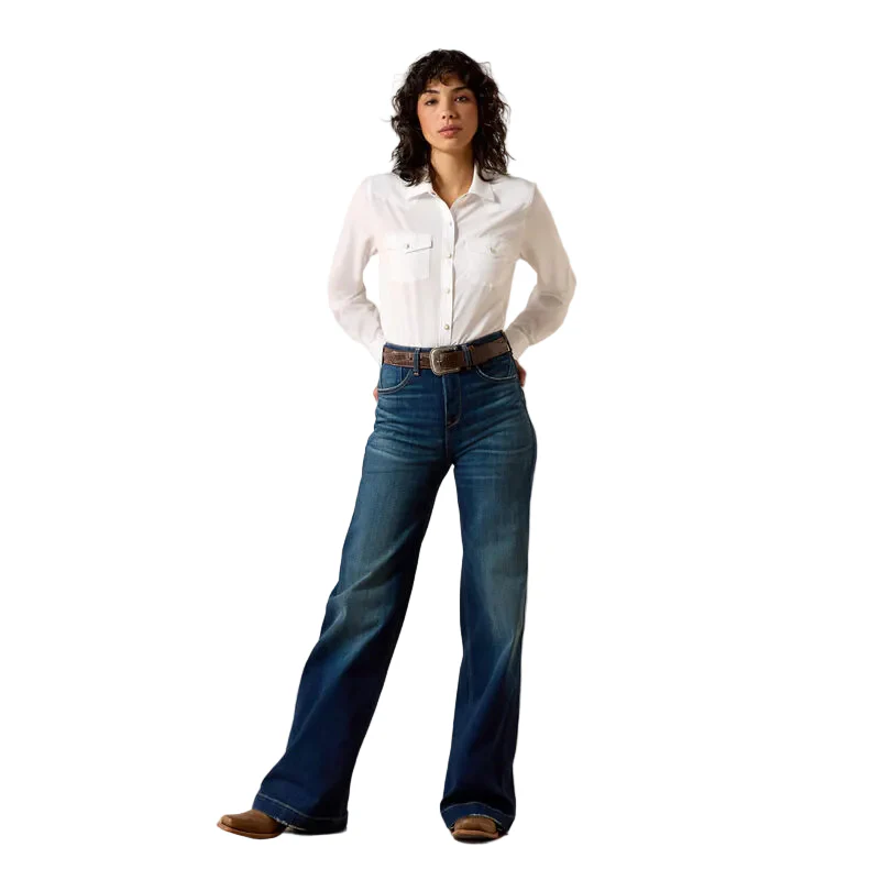 Women's Ariat White Western Long Sleeve VentTEK Shirt 10071068 - Image 3
