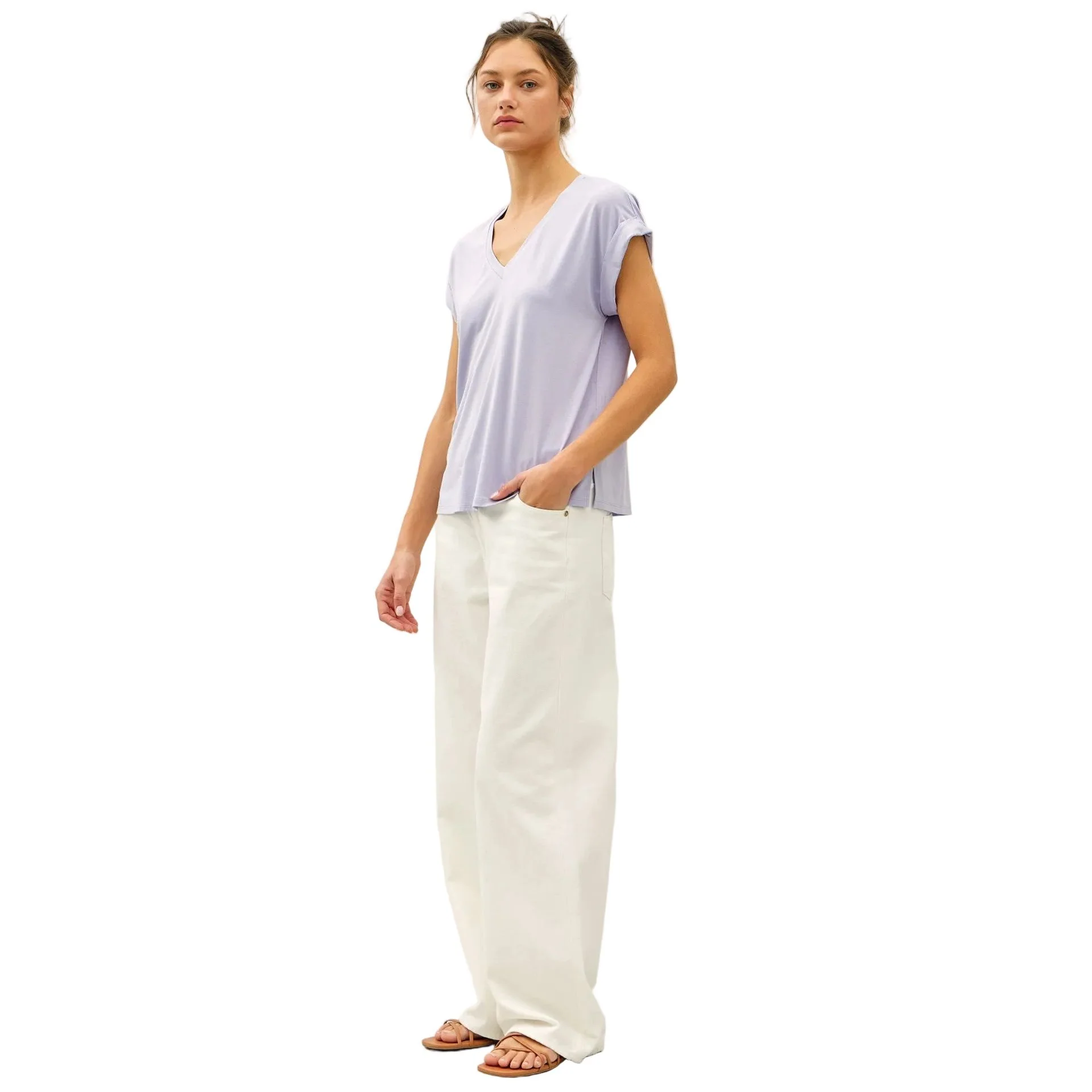 Women's Be Cool Bamboo/modal V-neck Dolman Cap Sleeve T-shirt - Image 3
