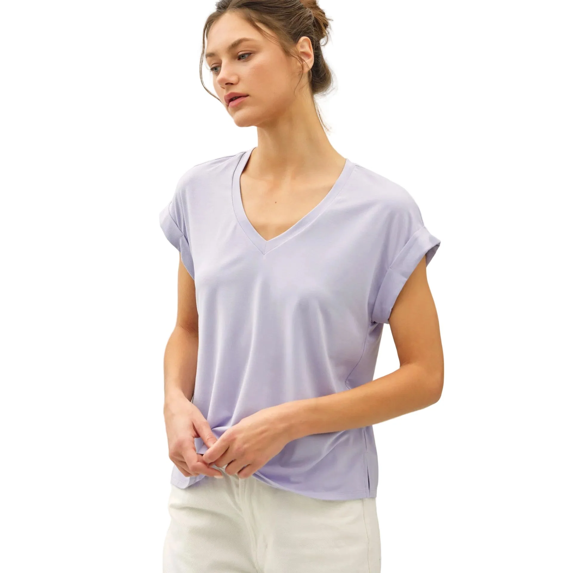 Women's Be Cool Bamboo/modal V-neck Dolman Cap Sleeve T-shirt - Image 4