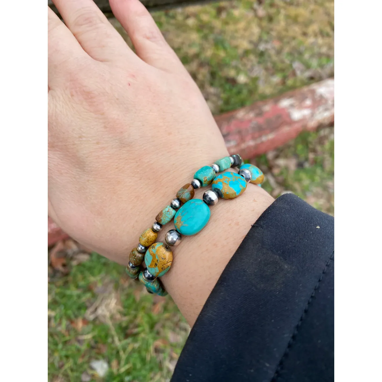 Bijoux Fab Polish Turquoise and Sterling Silver Pearls Bracelet - Image 2