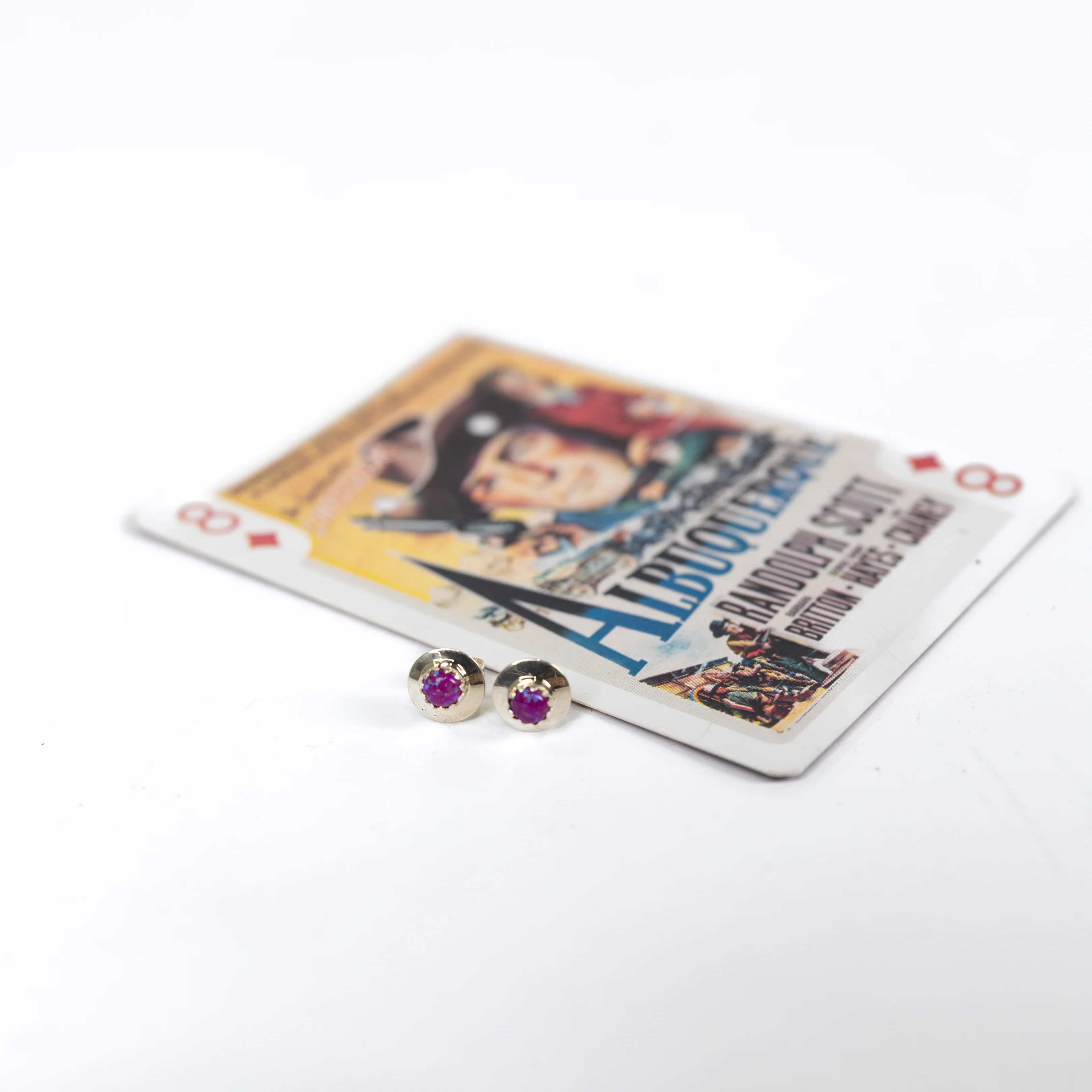 Women's Bilagaana Handmade Purple Stone Stud Circle Earrings