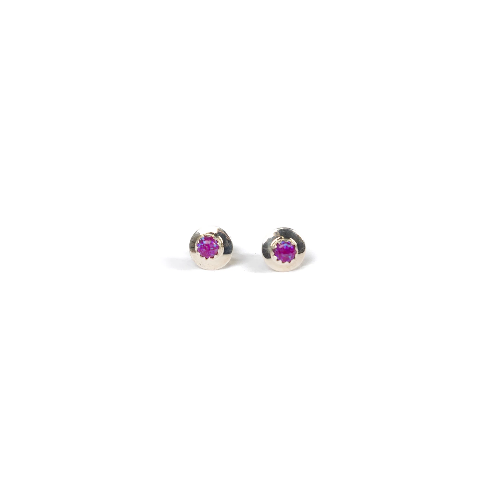 Women's Bilagaana Handmade Purple Stone Stud Circle Earrings - Image 2
