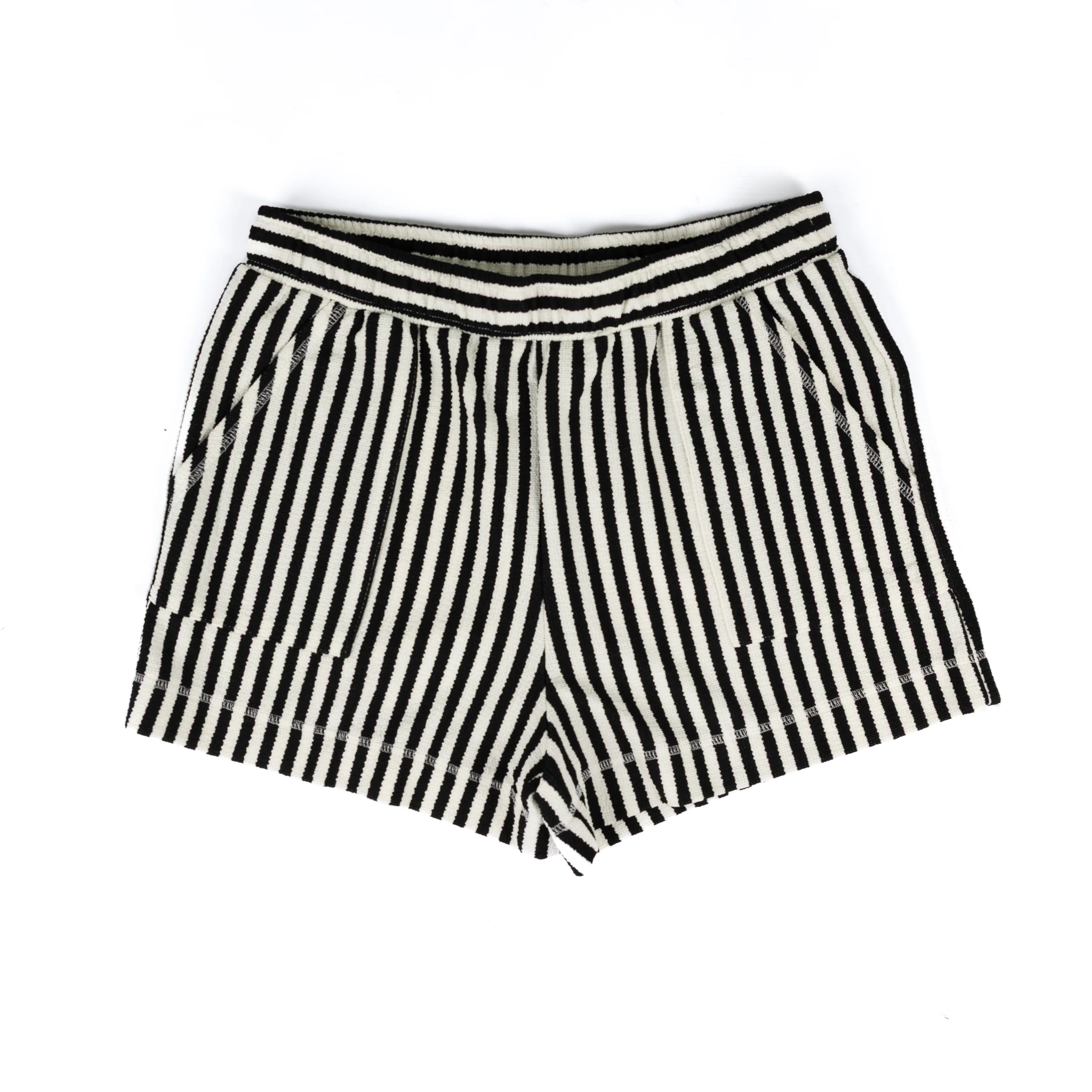 Women's Blu Pepper Black and White Striped Shorts