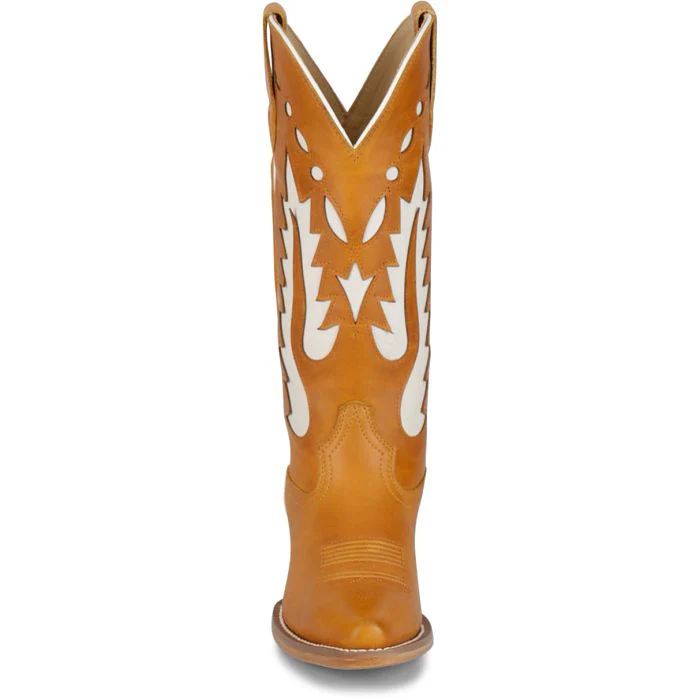 Women's Justin Brown and White Snip Toe Boots VN4441 - Image 7