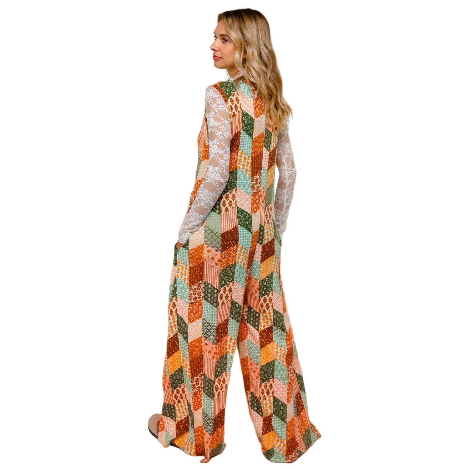 Women's Button Down Loose Jumpsuit W/ Side Pockets - Image 6