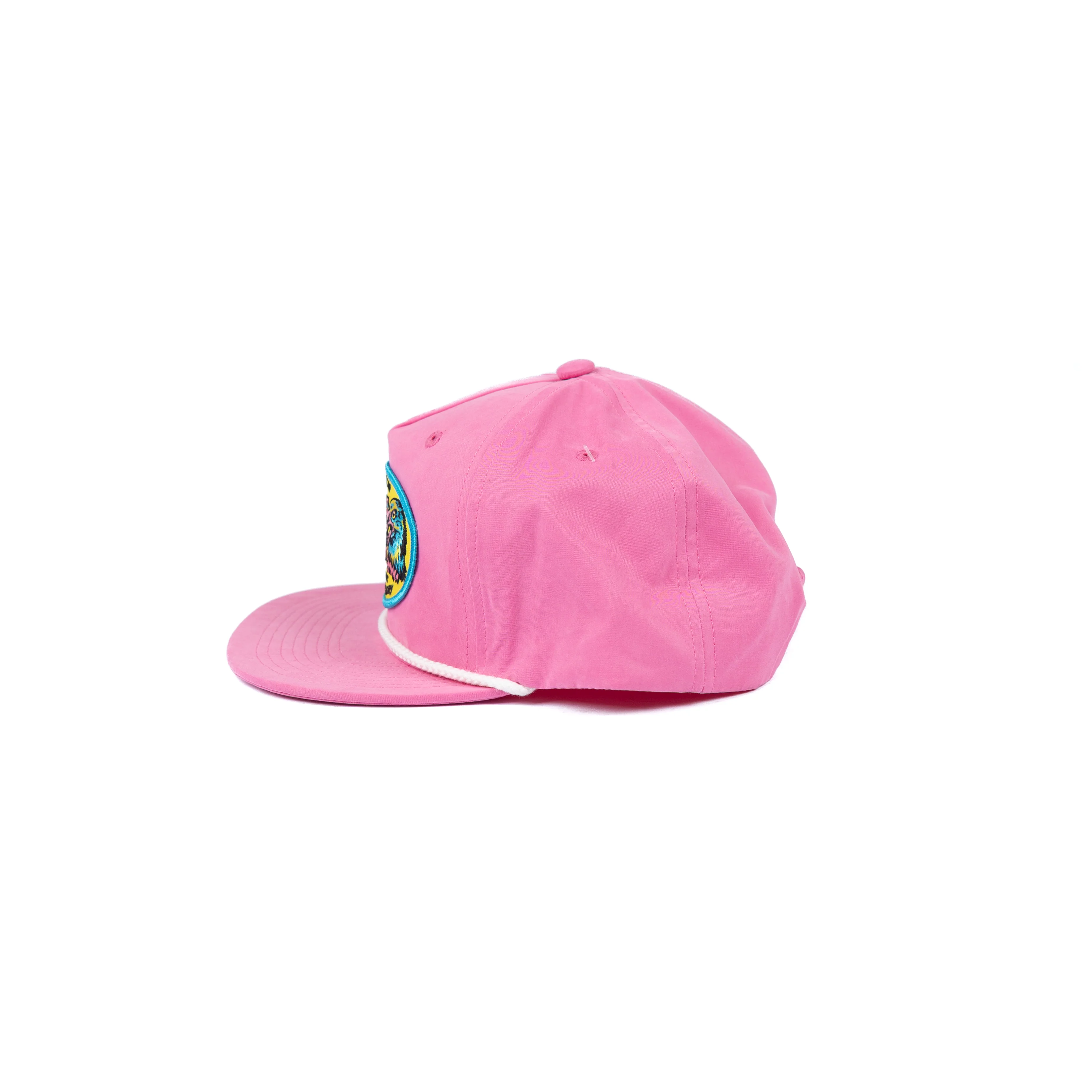 Women's Cactus Alley Neon Pink Flat Bill Cap with Yellow and Blue Grit Patch - Image 2