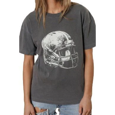 Women's Charcoal Short Sleeve Football Helmet T-shirt - Image 2